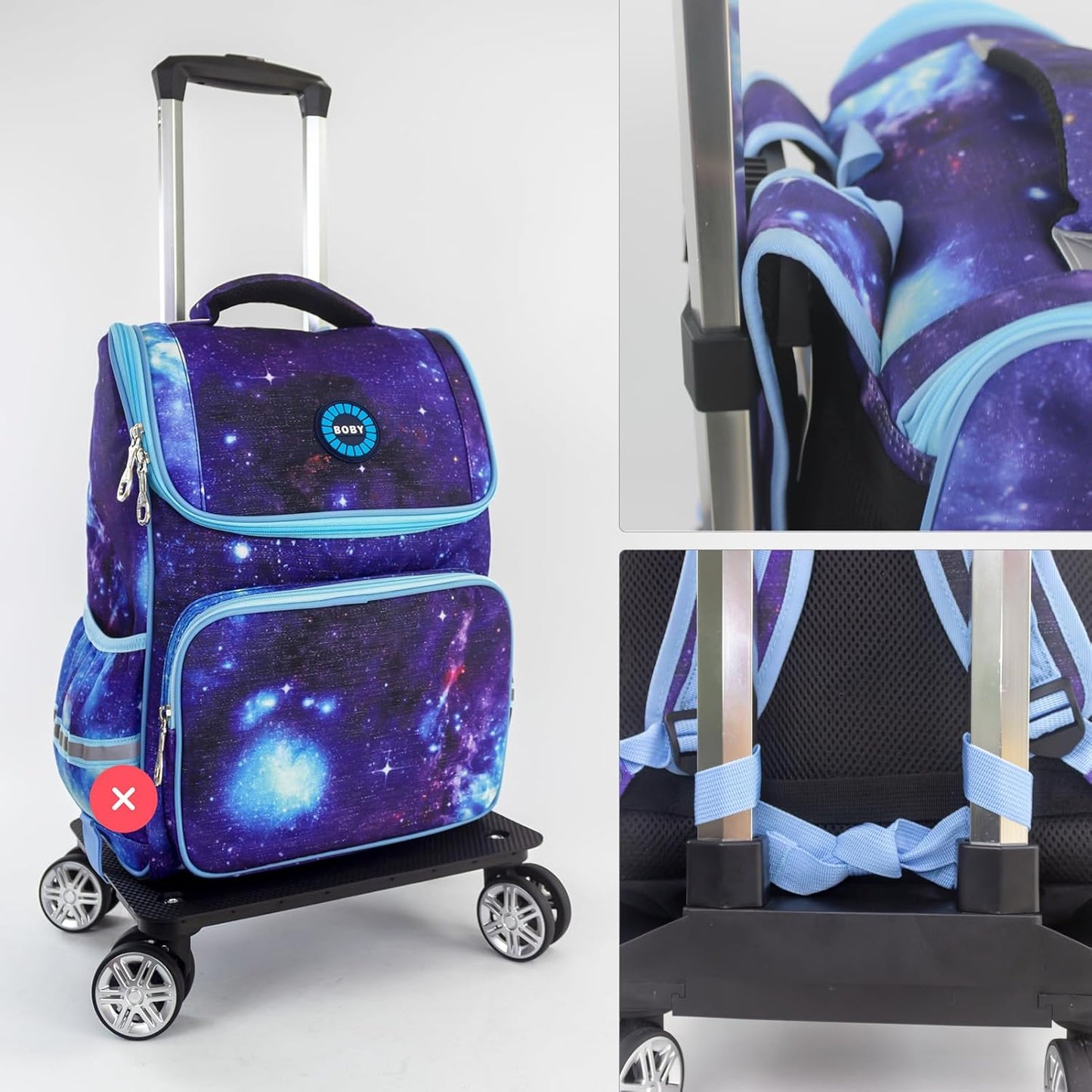 Backpack Trolley Wheeled Cart-Backpack Hand Truck with Luggage Strap,Aluminium Alloy Folding