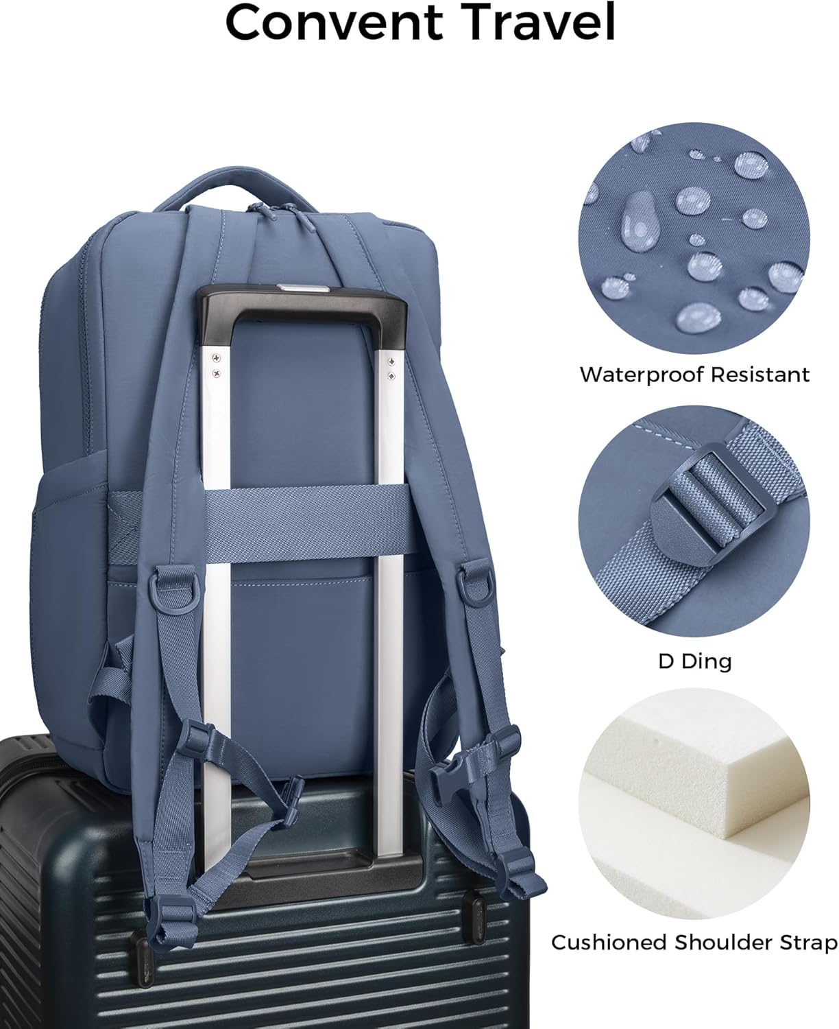 FODOKO Backpack for Work, Casual Backpack for Women Men Daypack Backpack for Travel College Bookbag Separate Compartment for 15.6 Inch Notebook Asy Blue