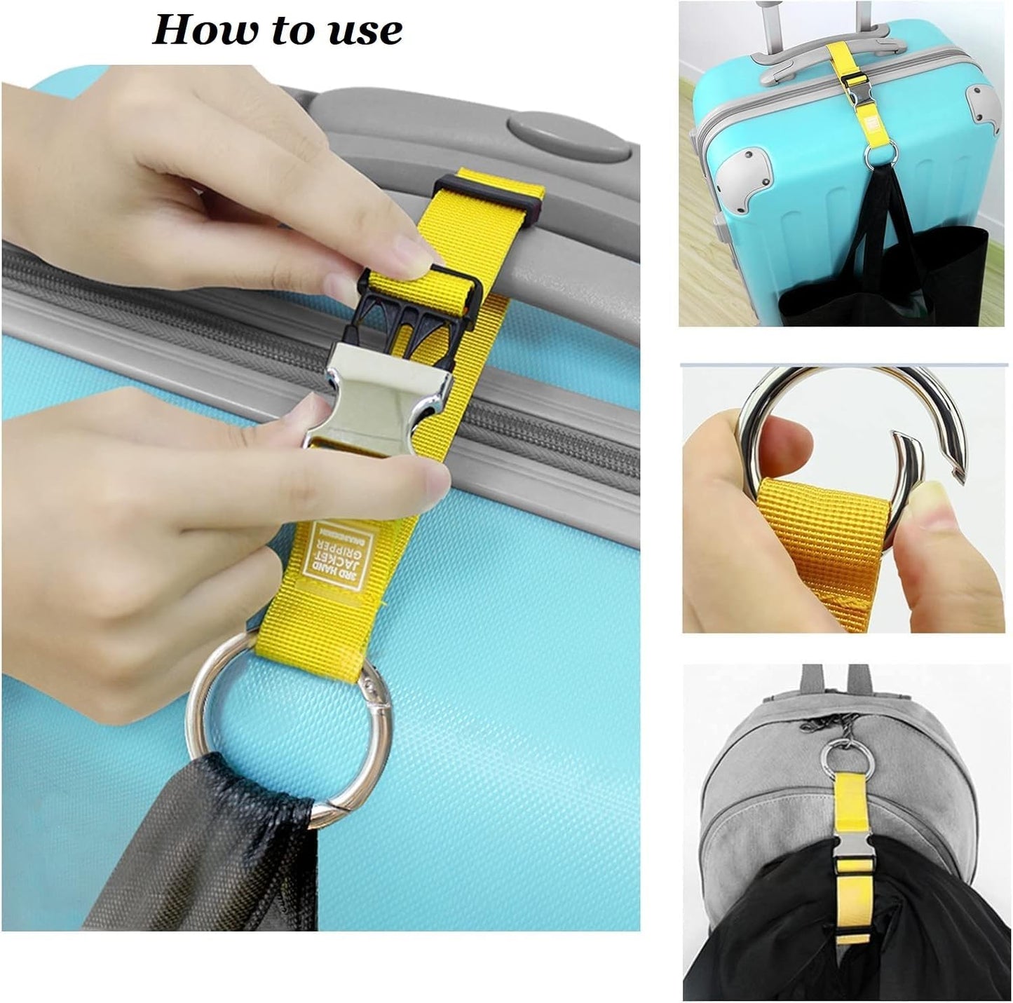 2PCS Add a Bag Luggage Strap Jacket Gripper, Heavy Duty Luggage Straps Carry-on Baggage Suitcase