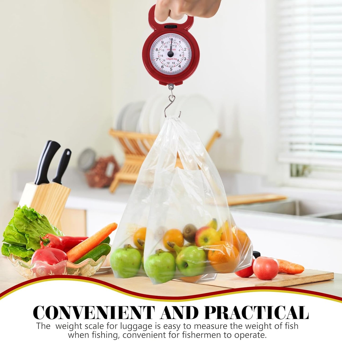 Luxshiny 1pc Fishing Weight Scale 10kg Luggage Suitcase Scale Bike Weight Hanging Produce Food Portable Metal Hand Crane (Blue Red Green, Random Color)
