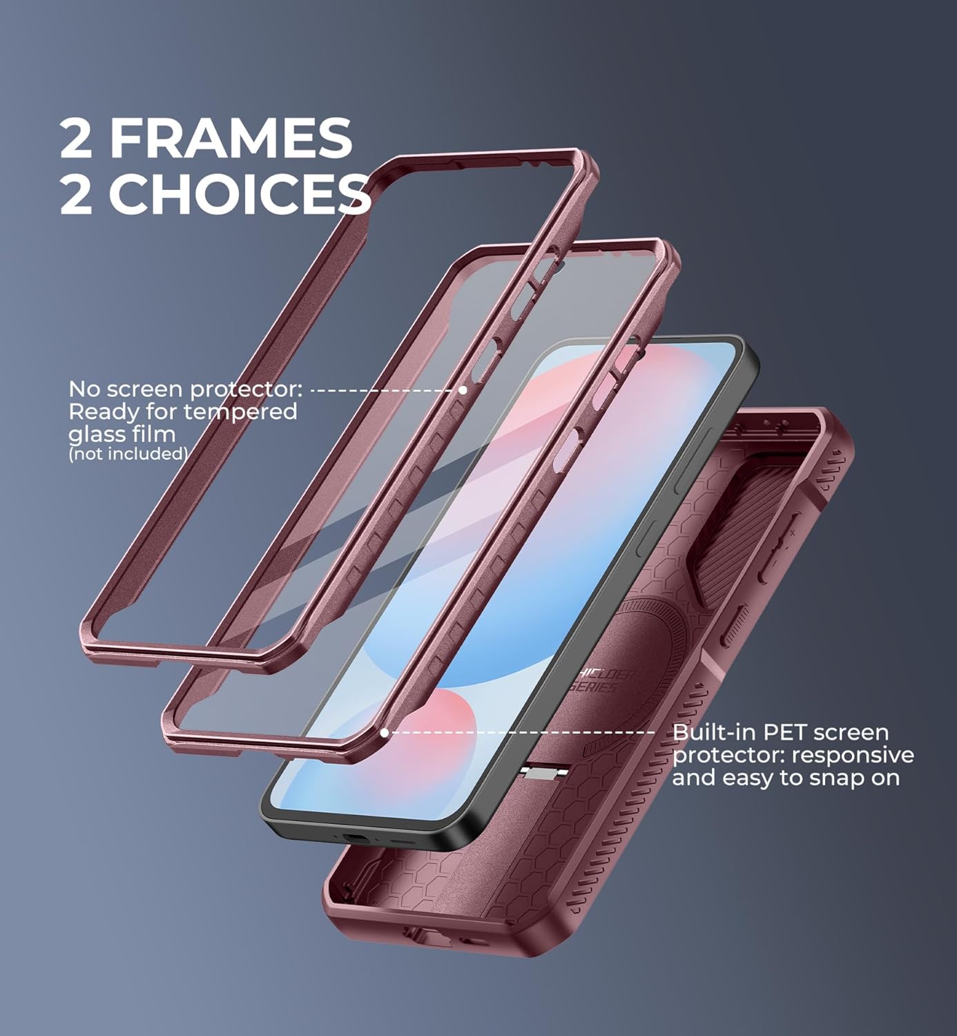 Dexnor for Samsung Galaxy S24 FE Case with Camera Cover & Adjustable Kickstand & Built-in Screen Protector, Magnetic Rugged Shockproof Bumper Cases Heavy-Duty Magnetic Protective Cover,Maroon Red