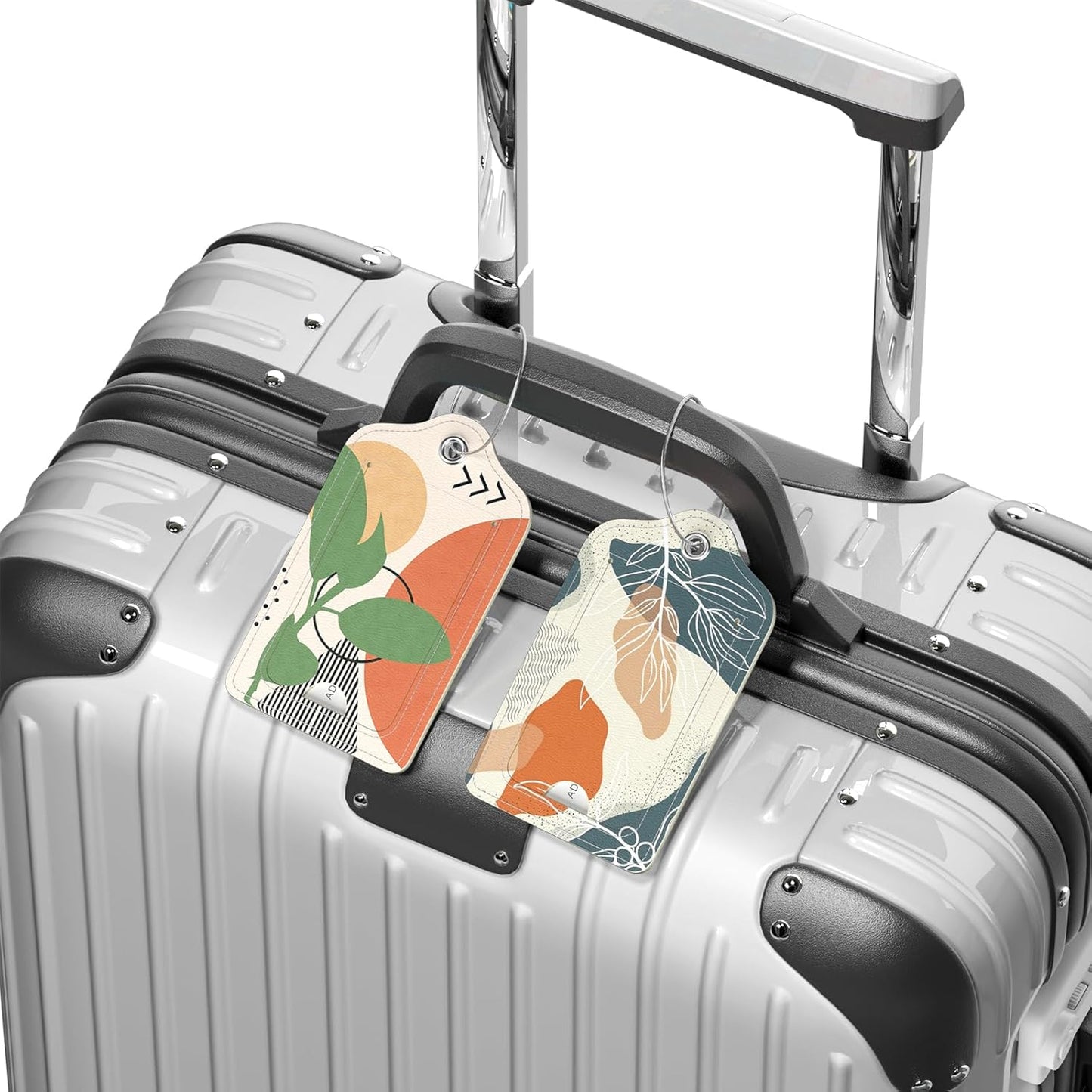 4 Pack PU Leather Luggage Tags for Suitcase, Travel Cruise Luggage Tag with Privacy Flap, Name ID Label and Metal Loop for Women Men Baggage Handbag School Bag Backpack, Green Marble