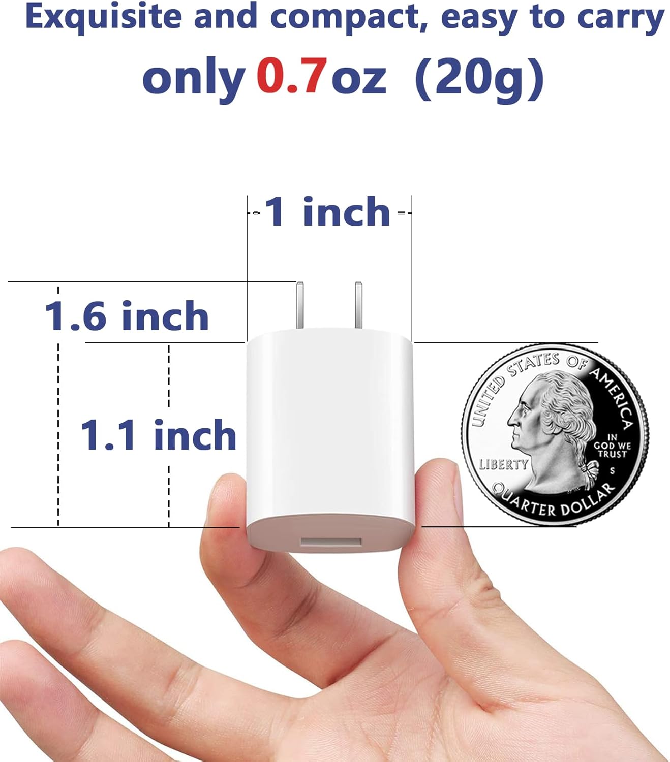USB Wall Charger GKW Block Phone Charging Box Travel Plug Cube 2 Pack 5W Power Adapter for iPhone 14/13/12/11/10/8/7/6S/6/SE/XS/MAX/XR/X, Galaxy S7/S6/S5 Edge Kindle (Cable Not Included)