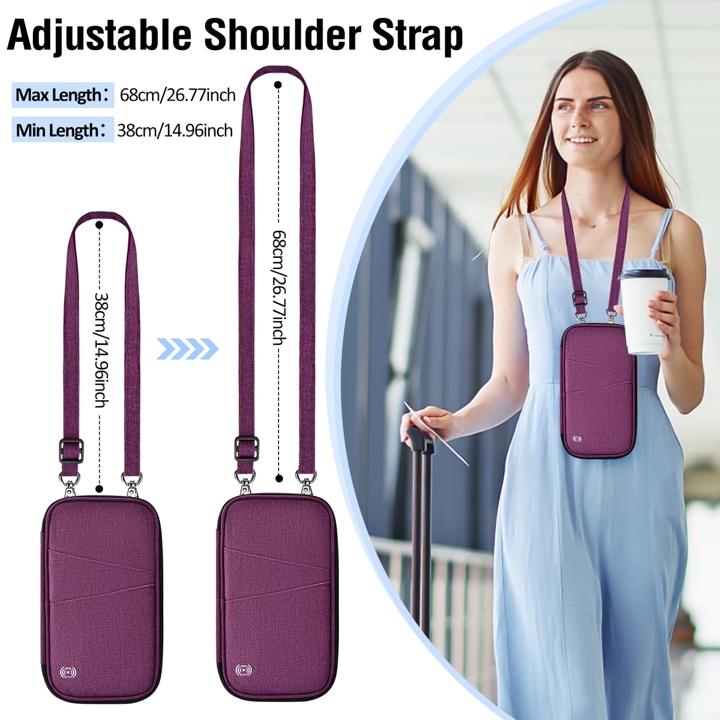 BKNOOU Passport Holder Family Rfid Blocking Travel Document Organizer,Travel Passport Wallet