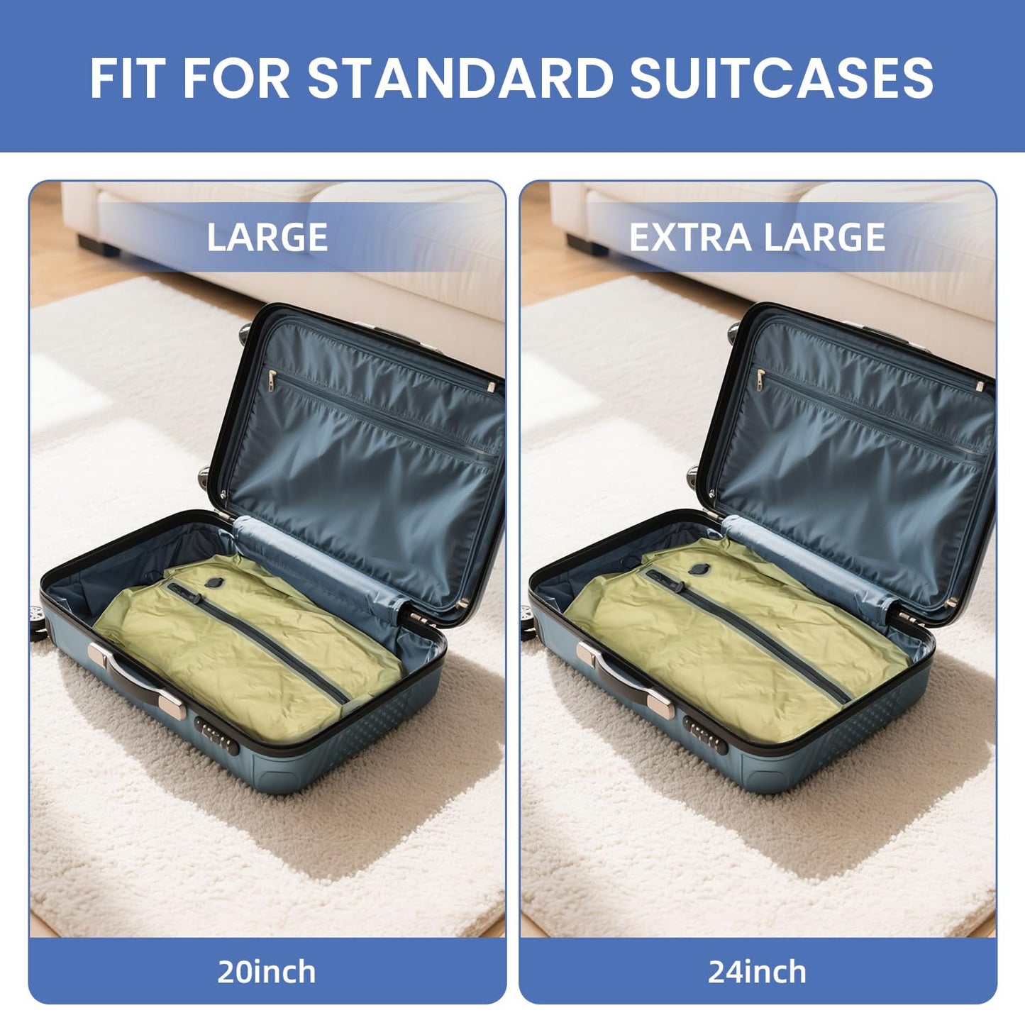 BAGAIL TPU Vacuum Bag for Travel, Reusable Compression Bag with IPX8 Waterproof Zipper, Save Space