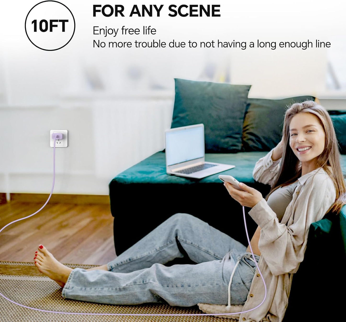 i Phone 16 15 Chargers Fast Charging 20W USB C Charger 10FT Type C Charging Cable Charger with 2 Pack Type C Wall Chargers for i Phone 15/16/17 Plus/Pro/Max/Pad Pro - Purple Green