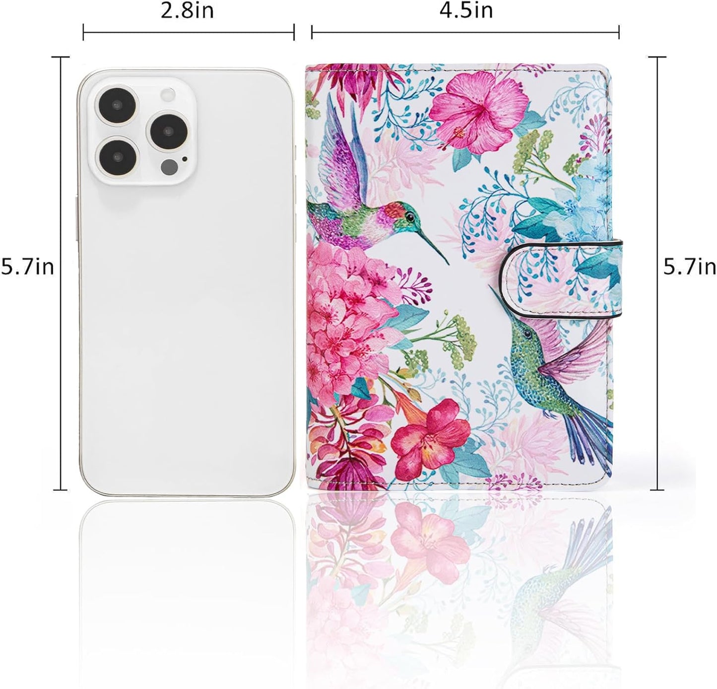 Passport Holder for Travel Essentials, RFID Blocking Passport Wallet Cover with Magnetic Closure, Passport Book Holders for Women and Men (Flowers and Hummingbirds)