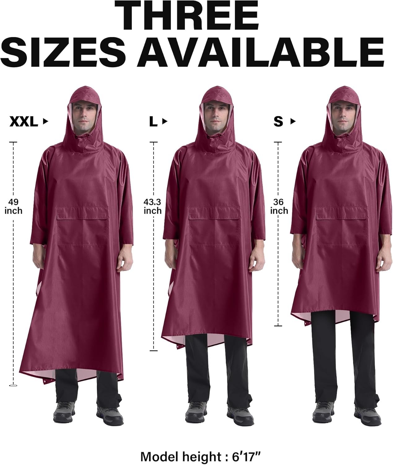iCreek Hooded Rain Poncho Packable Unisex Raincoat Jacket with Pocket Waterproof Lightweight for