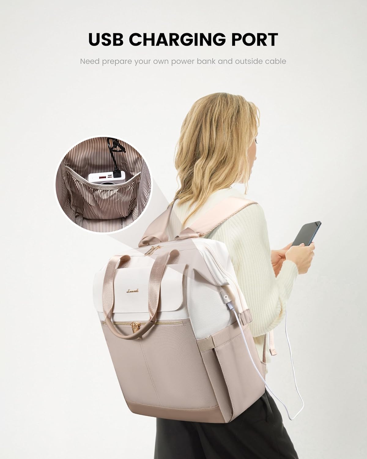 LOVEVOOK 18 Inch Laptop Backpack for Women, Large Capacity Travel Backpack with Organizer Bag, Waterproof Carry on Backpack Purse Work Bag with USB Port for College Teacher Nurse, 2PCS