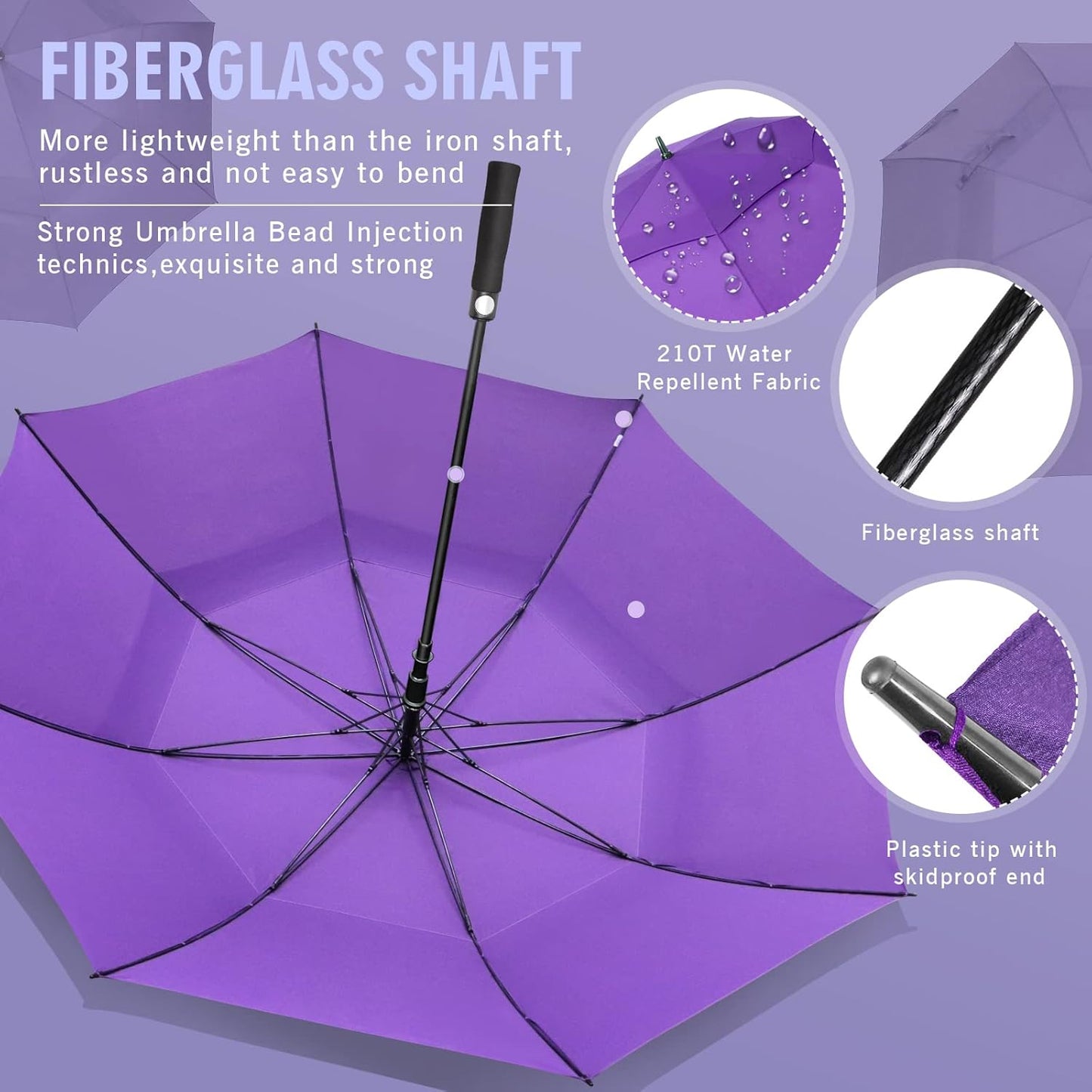 ZOMAKE Golf Umbrella Windproof, Extra Large Oversized Heavy Duty Double Canopy for Rain, Sports Games & Push Cart(51/54/62/68/72Inch)