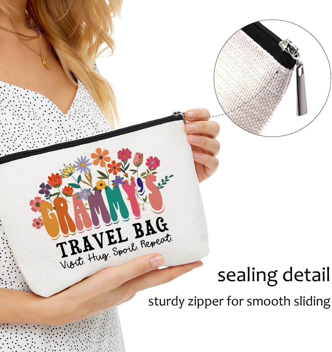 Grammy Gift Ideas Makeup Bag Grandma Gifts from Granddaughter Grandson Grandma Birthday Gifts Mothers Day Thank You Retirement Gifts for Women Mimi Grandma to Be Christmas Travel Accessories Bag