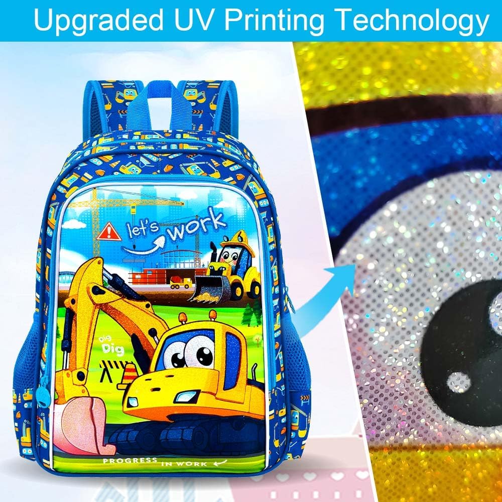 3PCS Dinosaur Backpack for Boys, 16 Inch Kids Water Resistant Preschool Elementary Kindergarten Bookbags and Lunch Box