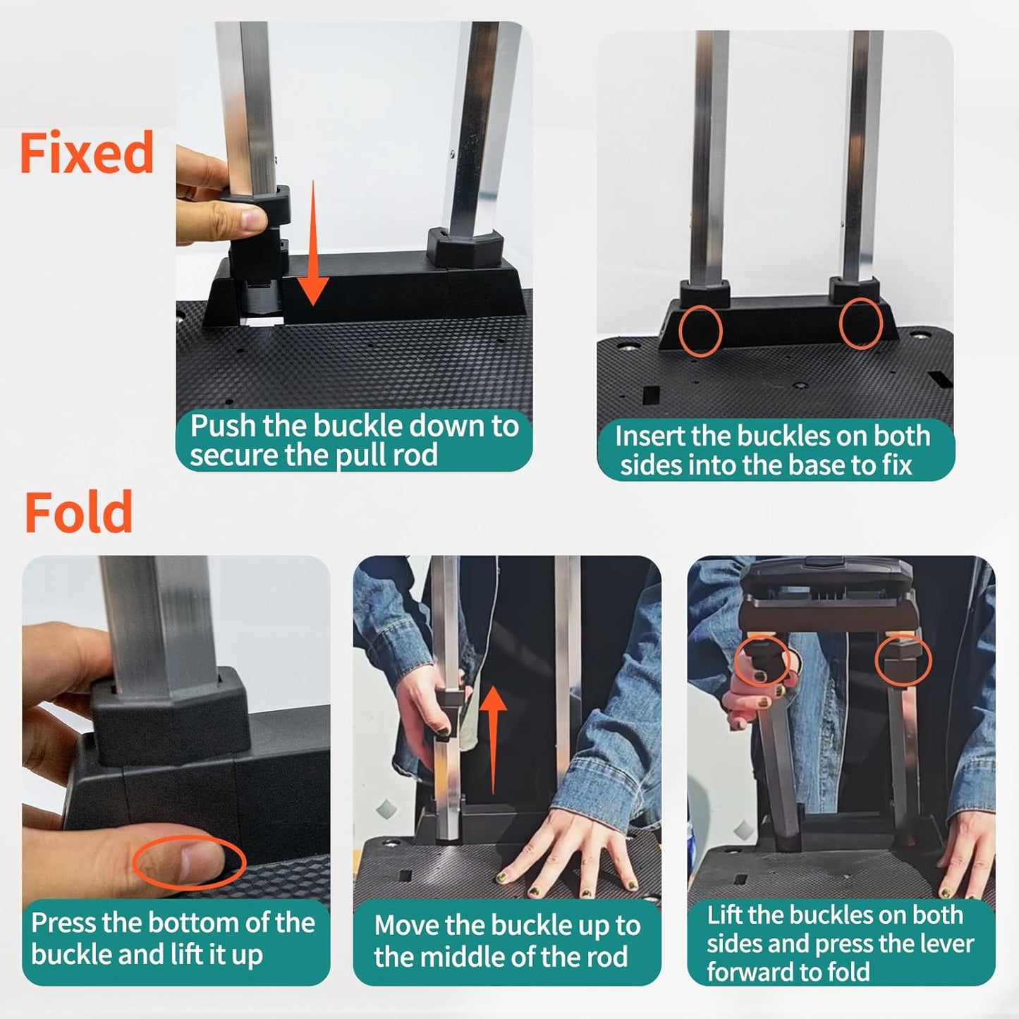 Foldable Black Aluminum Backpack Cart with 5 Swivel Wheels, Large Base, Ideal for Large Backpacks, Pet Carriers, Laptop Bags