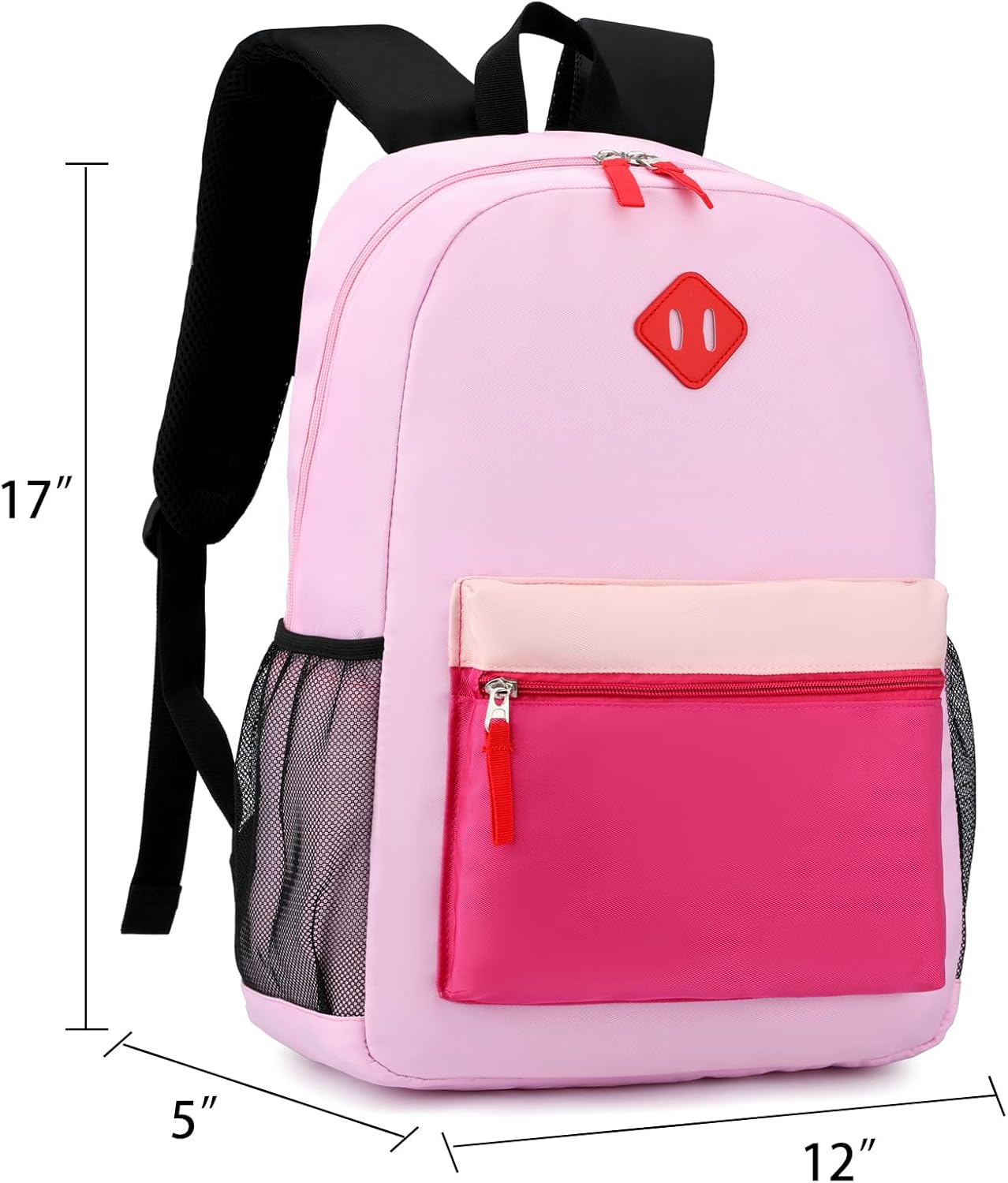 Elementary Backpack for Boys and Girls 5-9 Years Kindergarten Primary Kids Bookbag with Chest Buckle (Purple Pink, Large-17inch)