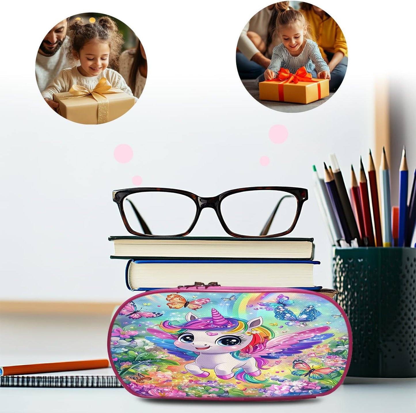 Unicorn Backpack Colorful School Bag 3PCS Backpack 16 Inch with Lunch Bag Set Lightweight for Teen Boys Girls Kids Elementary Middle School
