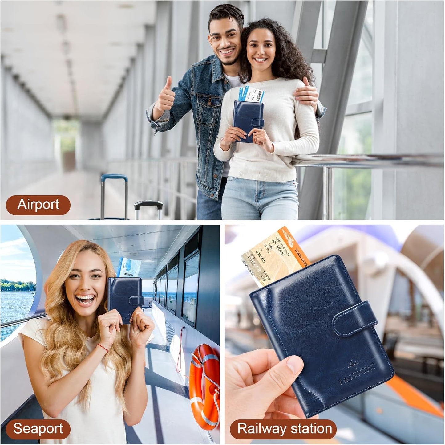 Herain Passport Holder for Travel Cruise Essentials, Passport Cover Wallet Case Women Men, RFID Passports Book Holders Travels Gifts Must Haves Accessories