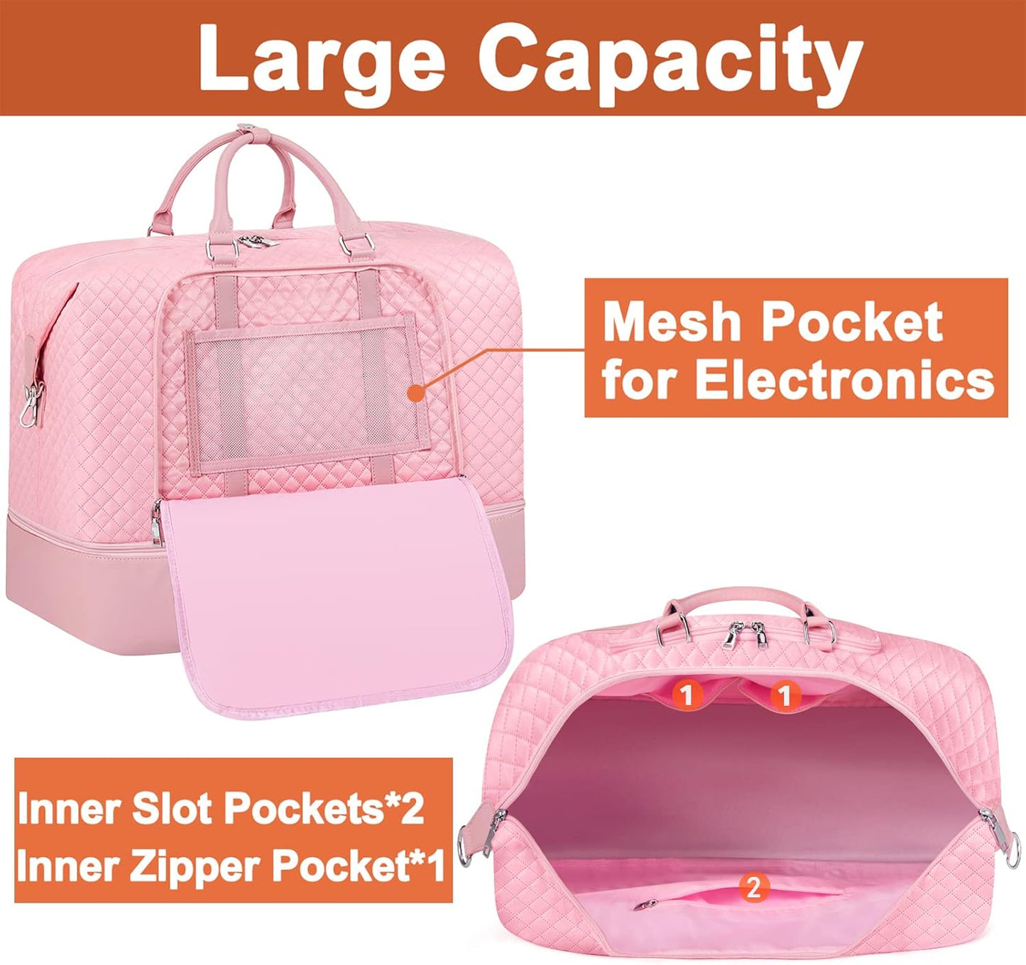 Travel Weekender Bag for Women, Overnight Bag with Shoe Compartment Oversized Travel Duffel Bag Carry On Tote 21"
