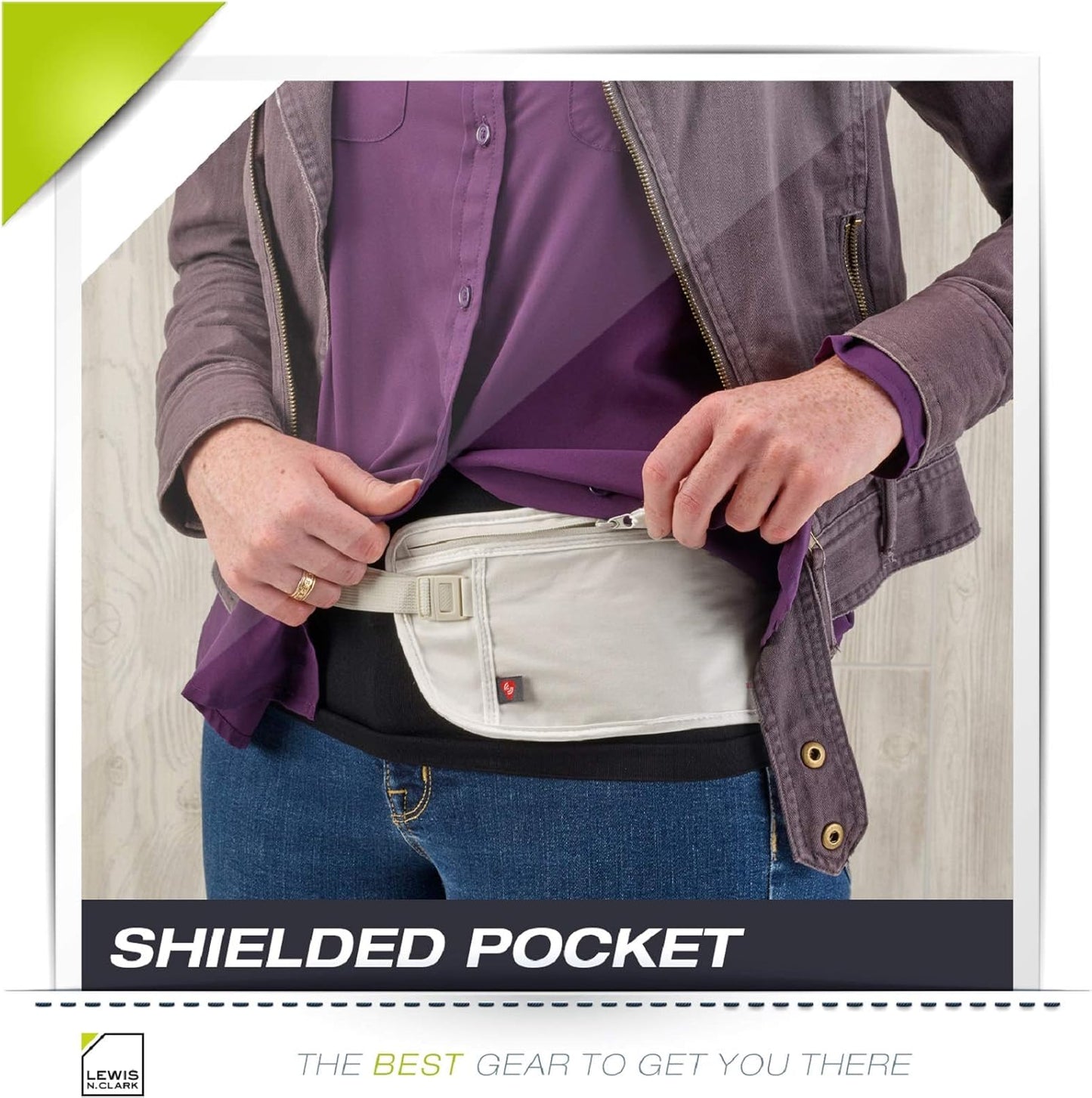 Lewis N. Clark RFID Blocking Money Belt Travel Pouch Waist Stash + Credit Card, Id, Passport Holder for Women & Men