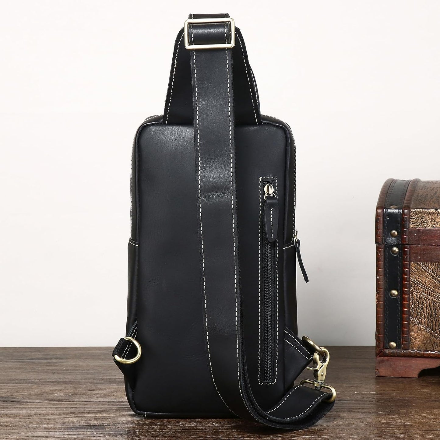 Genuine Leather Sling Bag for Men Women Backpack Chest Shoulder Satchel Crossbody Bags Casual