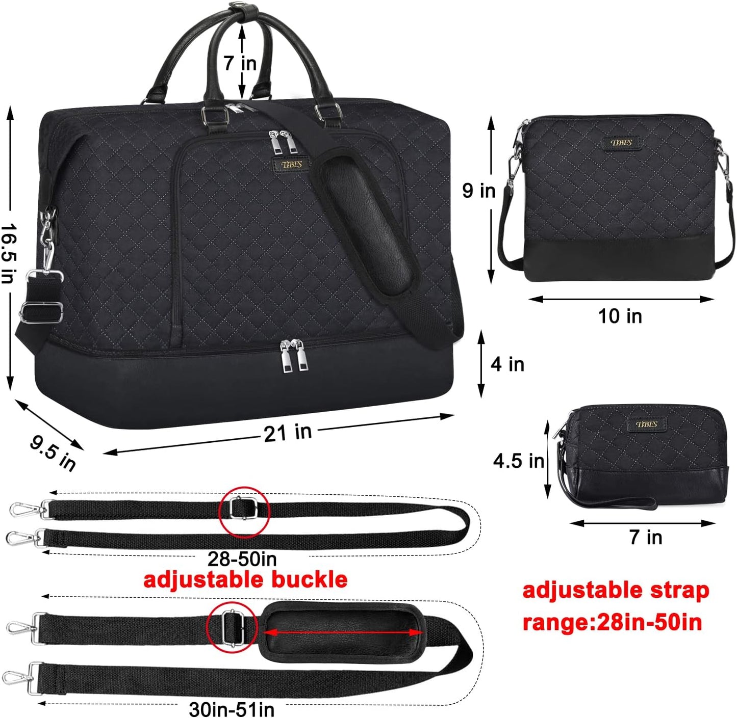 Travel Weekender Bag for Women, Overnight Bag with Shoe Compartment Oversized Travel Duffel Bag Carry On Tote 21"