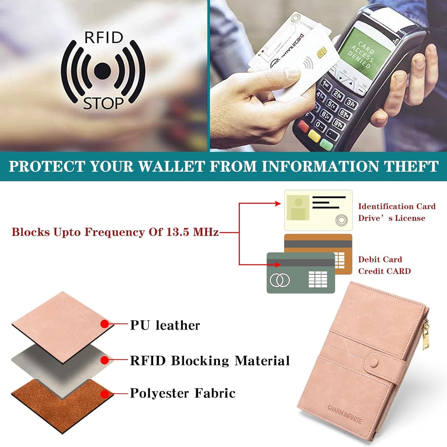 RFID Blocking Leather Passport Wallet Cover Case with Pen and Card Slots Travel Wallet for Women/Men Travel Must Haves Accessories