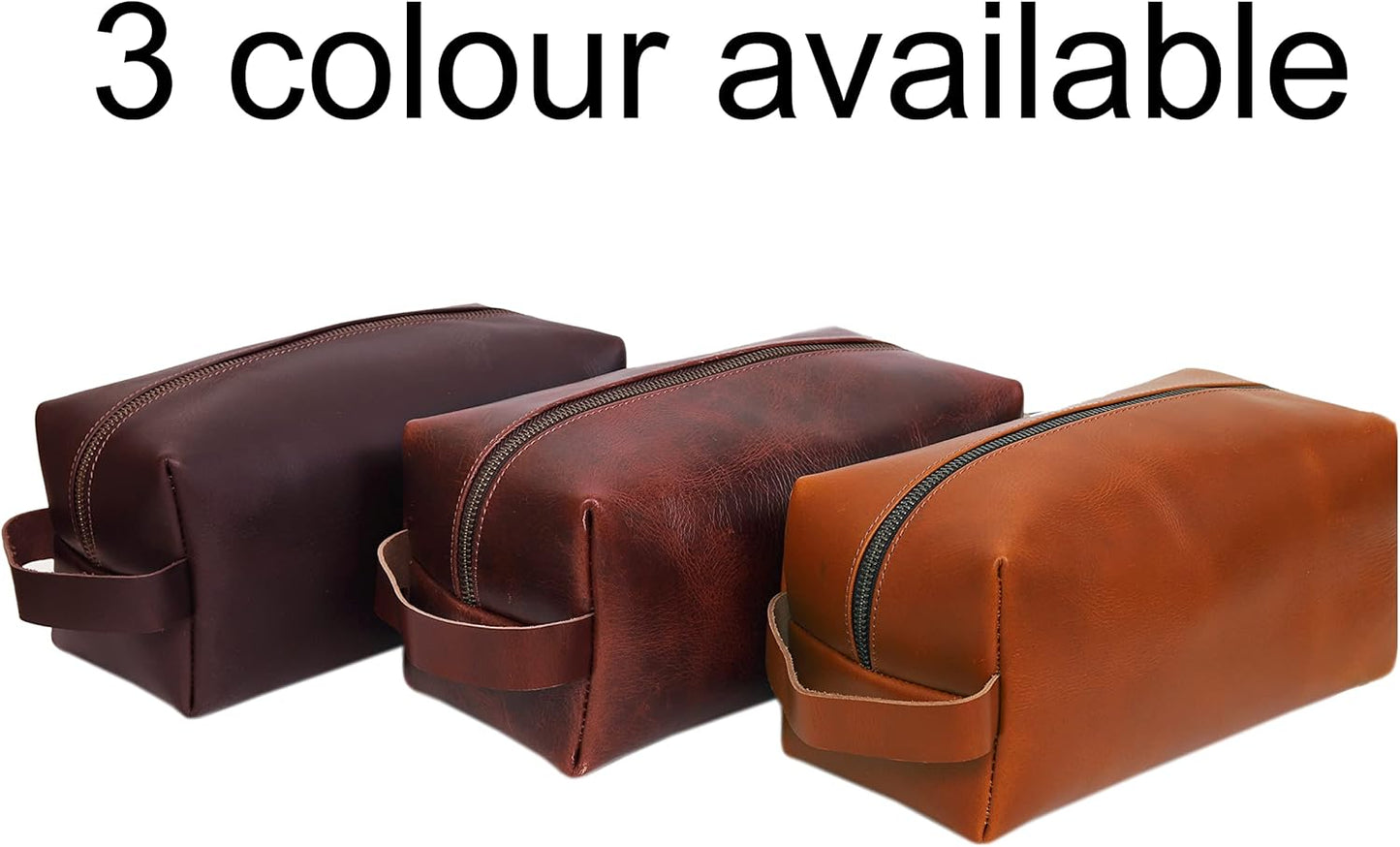cuero Leather Buffalo DoppKit Toiletry Travel Unisex Toiletry Cosmetic Pouch Shaving Kit Men Women (TAN)