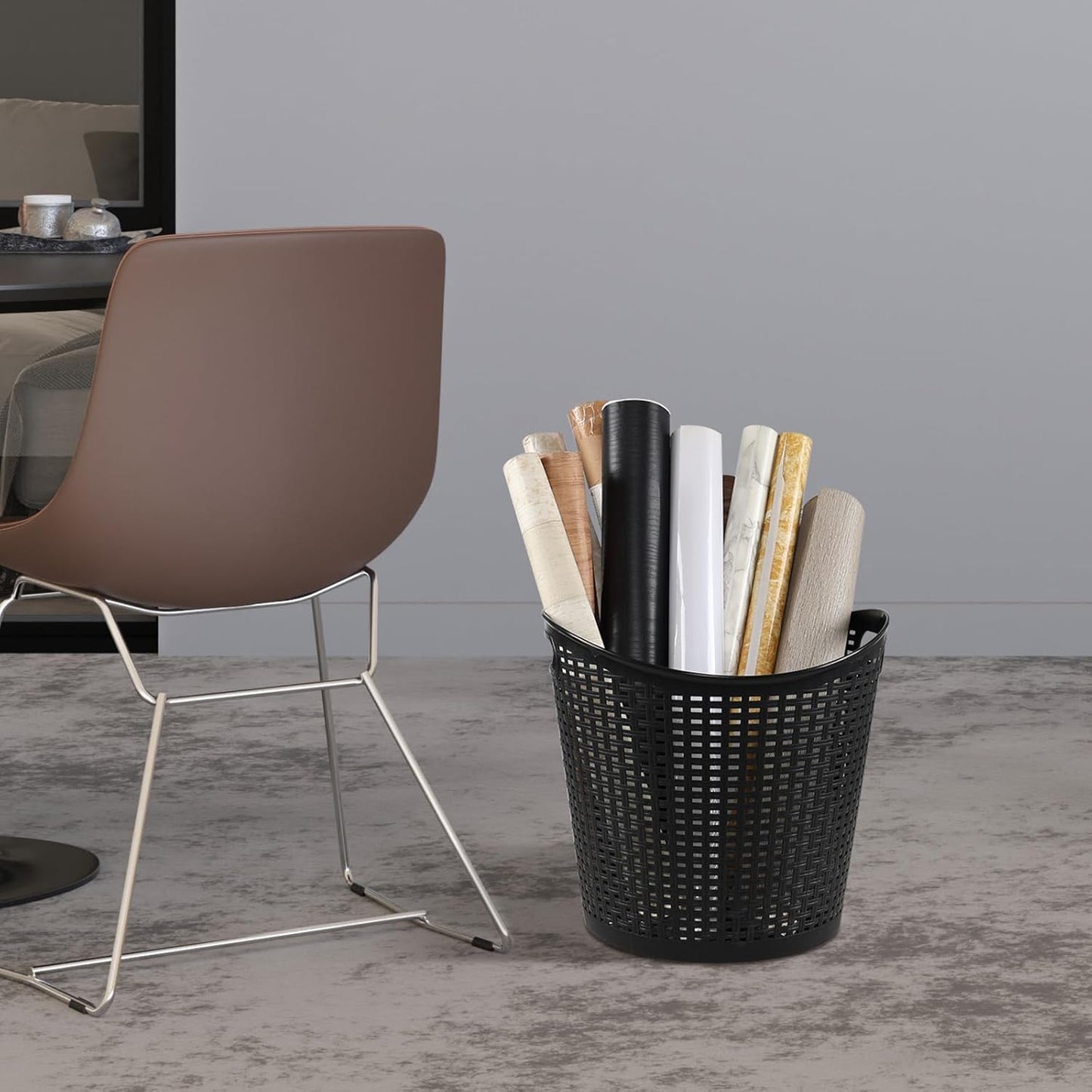 Obstnny 6-Pack Plastic Laundry Hamper Storage Basket, 30 L Dirty Clothes Hamper, Black