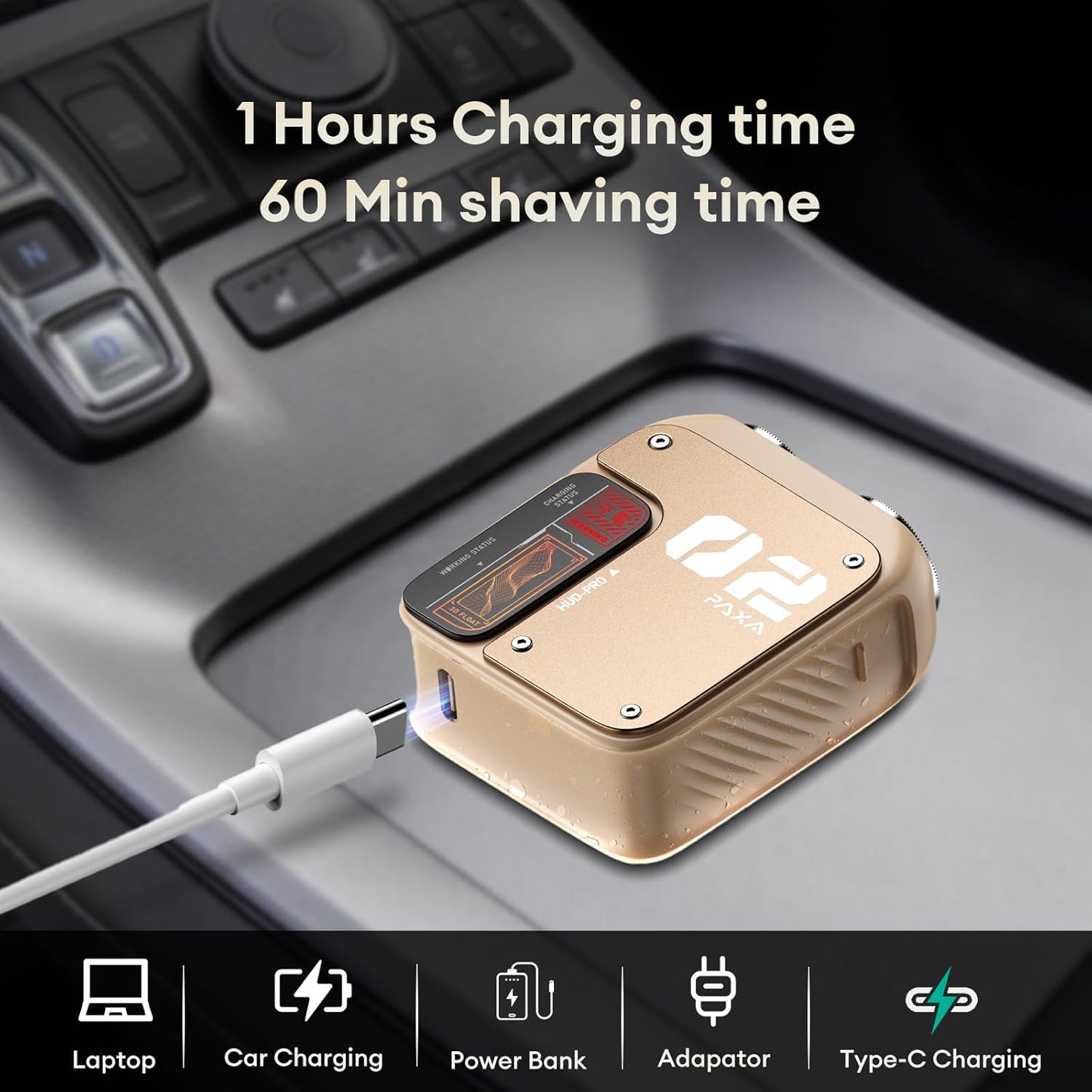 PAXA Mini Portable Electric Shaver,9000RPM Mens Electric Shaver,Dual-Head Rotary Razor Travel Shavers IPX7 Waterproof Wet & Dry for Shaving Face,USB-C Rechargeable for Home,Car,Travel(Yellow)