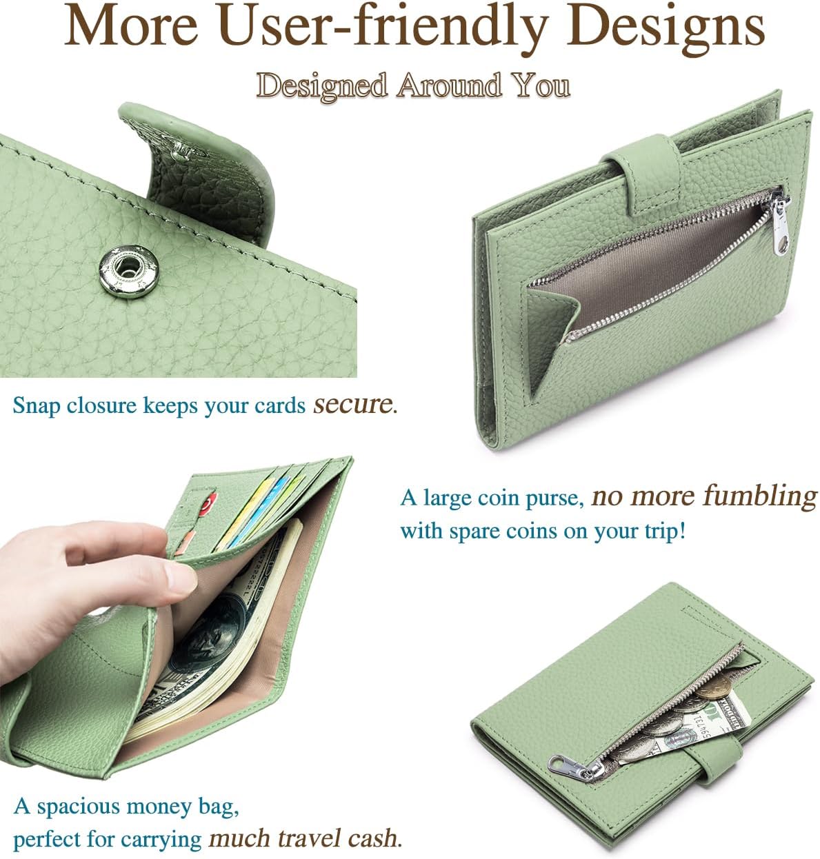 RFID Leather Passport Holder for Travel Women – Slim Passport Wallet with 1 Passport Slot & 3 Card