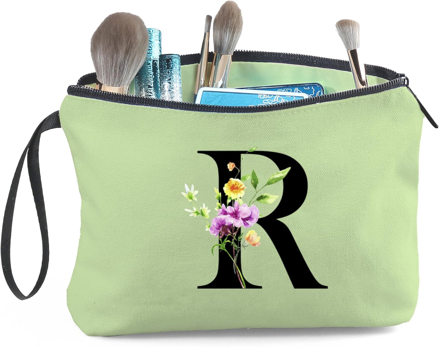Women Birthday Maid of Honor Monogrammed Gifts for Bride Bridesmaid Sister Friend Her Teacher Makeup Cosmetic Bag with Mirror Mothers Day Christmas Graduation R