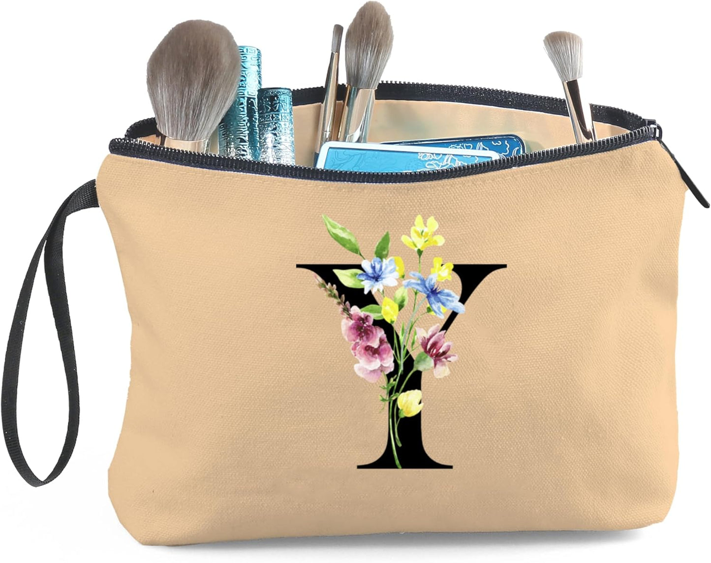 Appreciation Initial Monogram Gifts for Sisters from Sister Employees Team Bride Womens Unique Mom Personalized Makeup Cosmetic Bag with Mirror Mothers Day Christmas Graduation Y