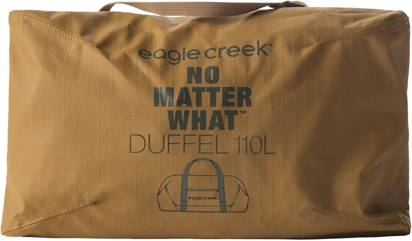 Eagle Creek No Matter What Duffel Bag - Eco Friendly Duffel for Sustainable Travel - Adjustable Shoulder Strap - Multiple Carry Options - Easy to Store - Safari Brown - 110L