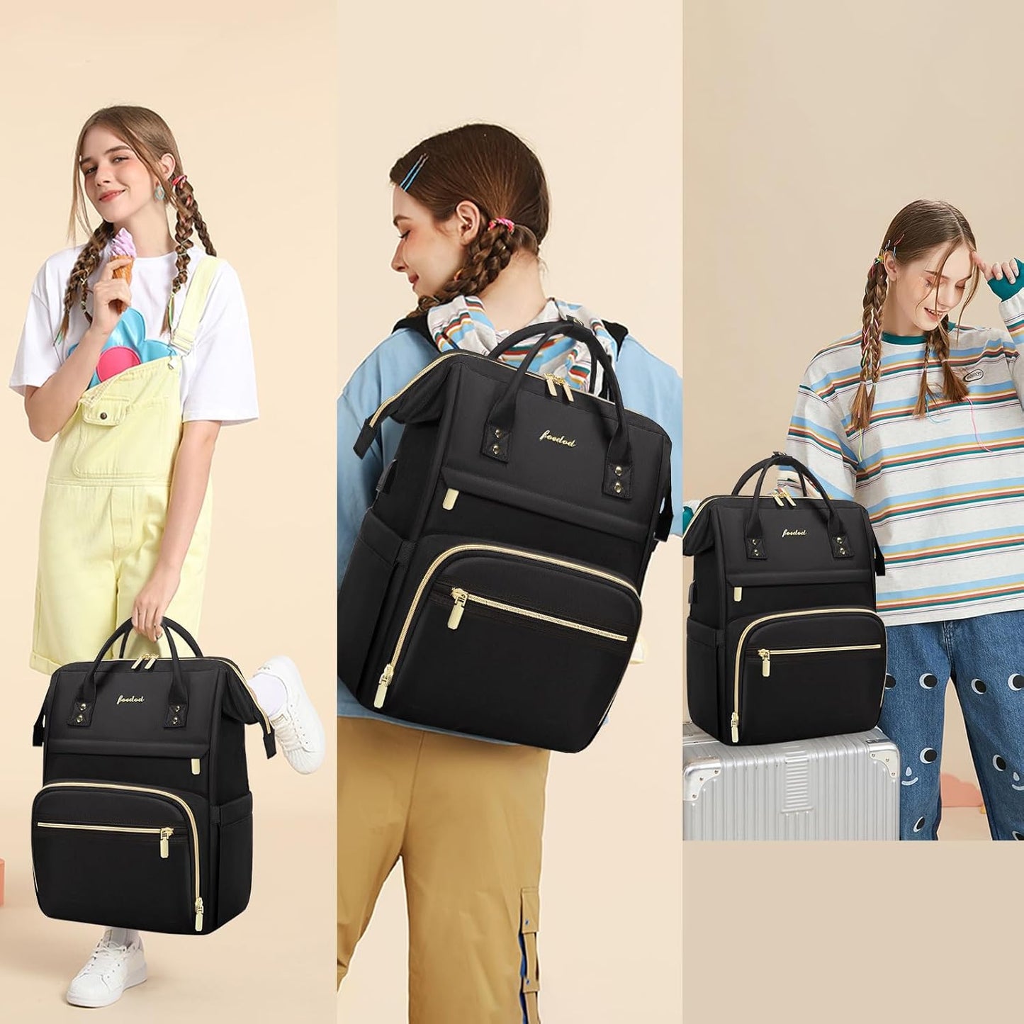 Women Laptop Backpack Work Bag - Fits 15.6 inch with Laptop Compartment Waterproof Professional Fashion Travel Purse for College Nurse Business Computer Backpack