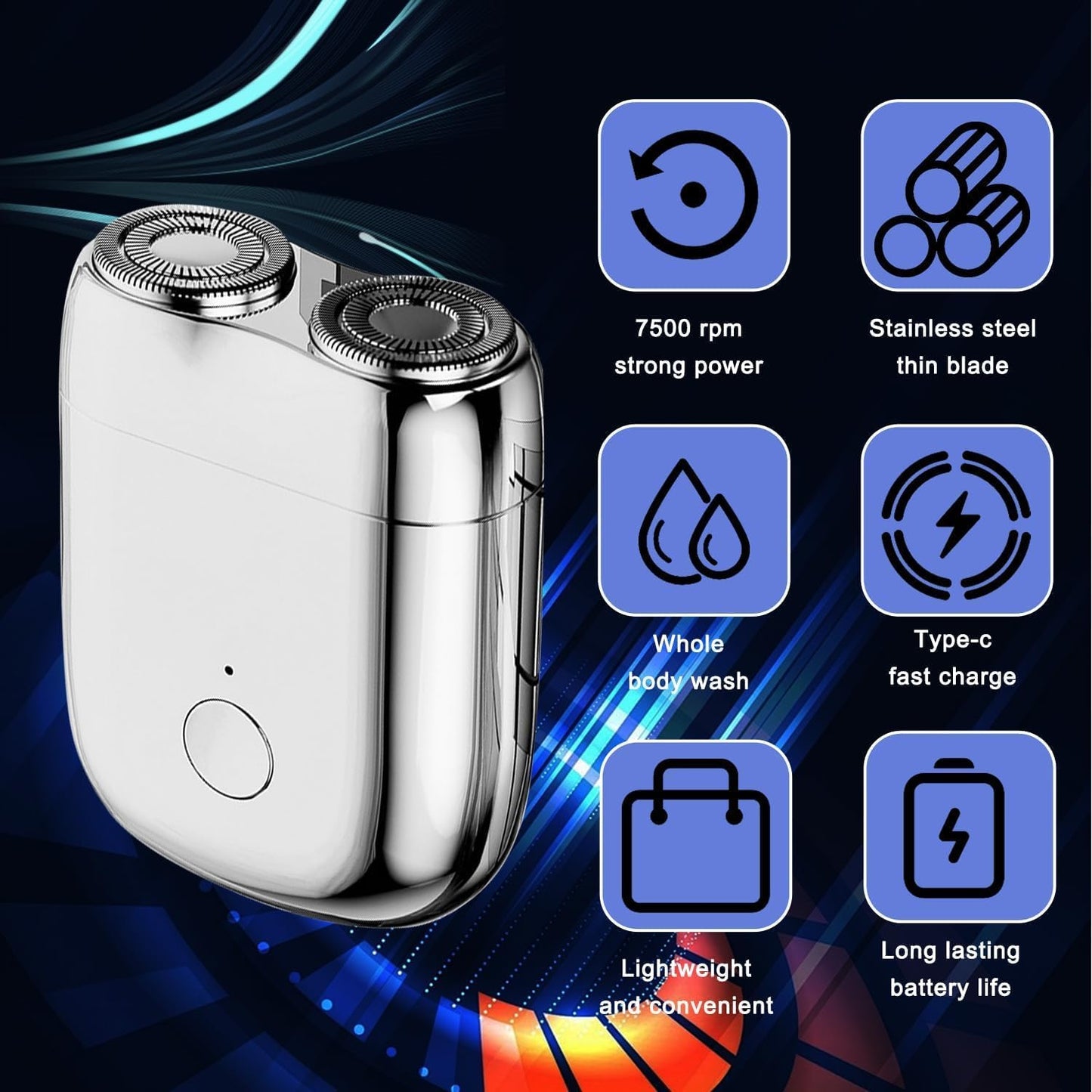 New Model Mini Dual-Head Electric Shaver, Dual Head Shaver, 2025 New Upgrade Pocket Shaver Mini Shavers for Men, Washable Double Head Razor (Silver)