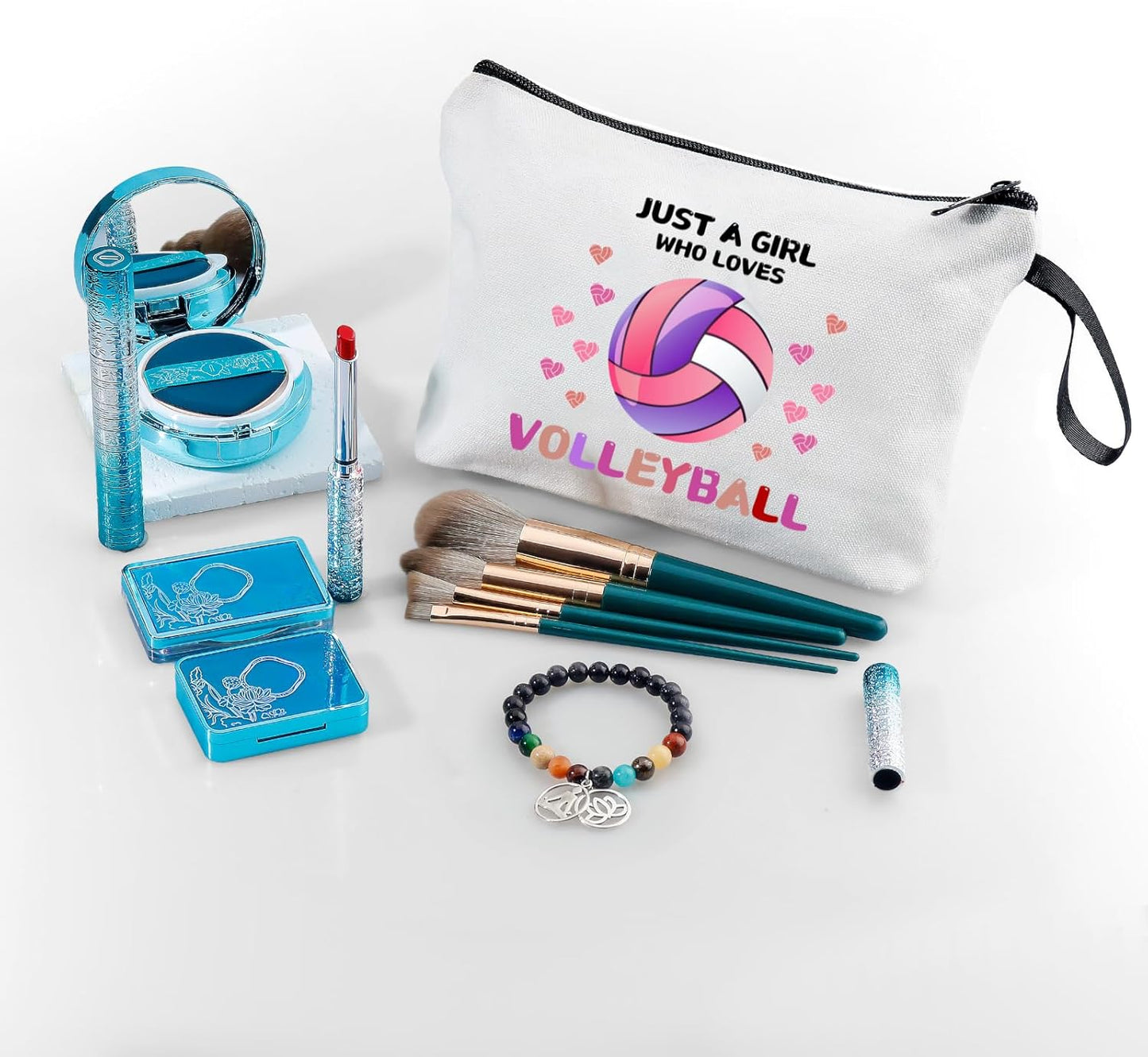 Volleyball Gifts for Teen Girls,Volleyball Gifts for Team,Volleyball Makeup Bag,Volleyball Stuff,Small Cosmetic Bag,Birthday Gifts for Friends Female,Volleyball Gifts