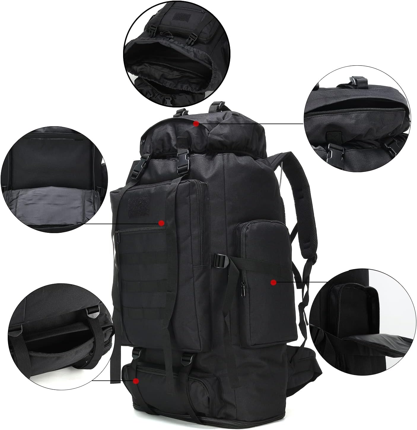 Hiking Backpack for Men 70L/100L Camping Backpack Military Rucksack Molle 3 Days Assault Pack for