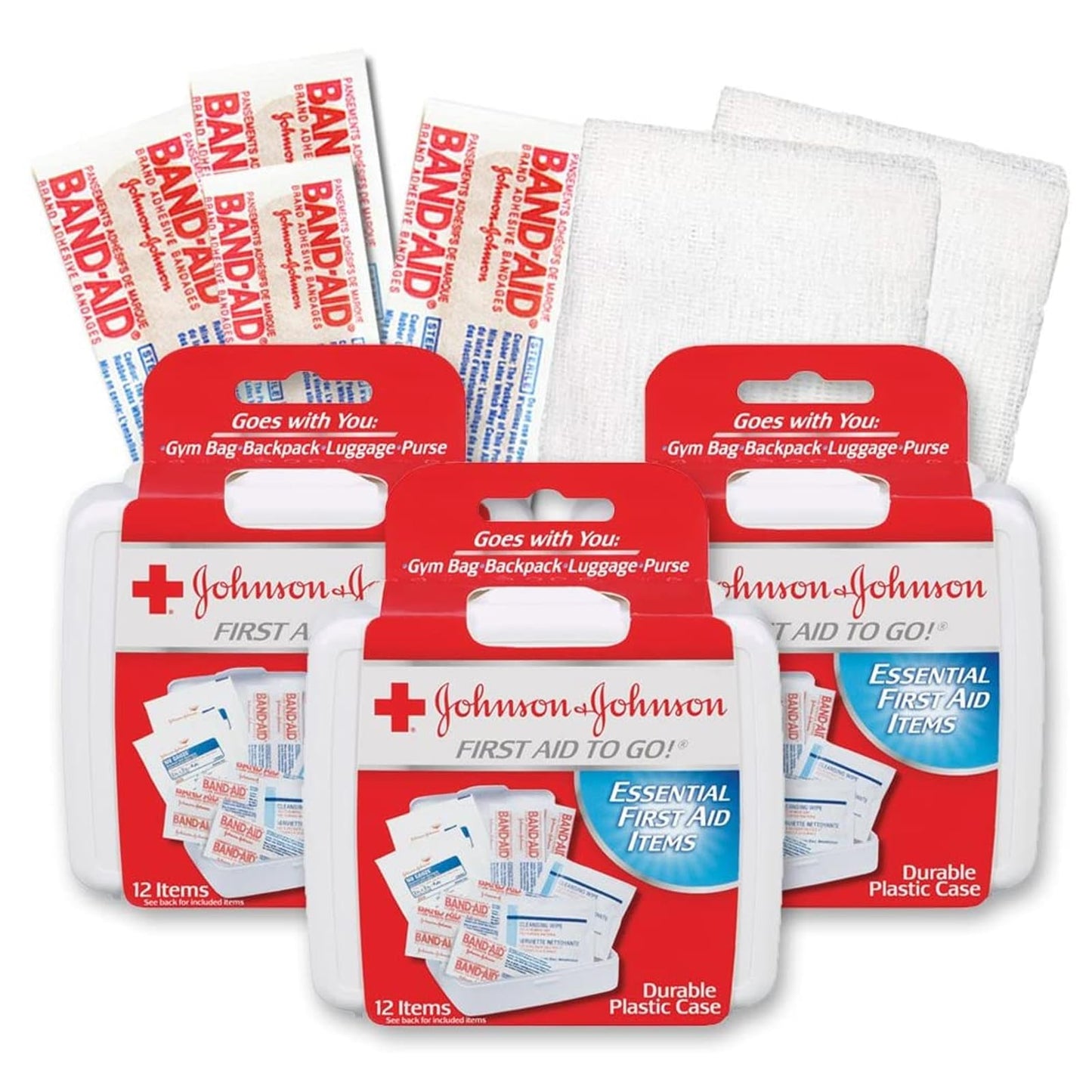 Johnson & Johnson First First Aid Kit Travel Size (Pack of 3 -- First Aid Kit for Car, Office