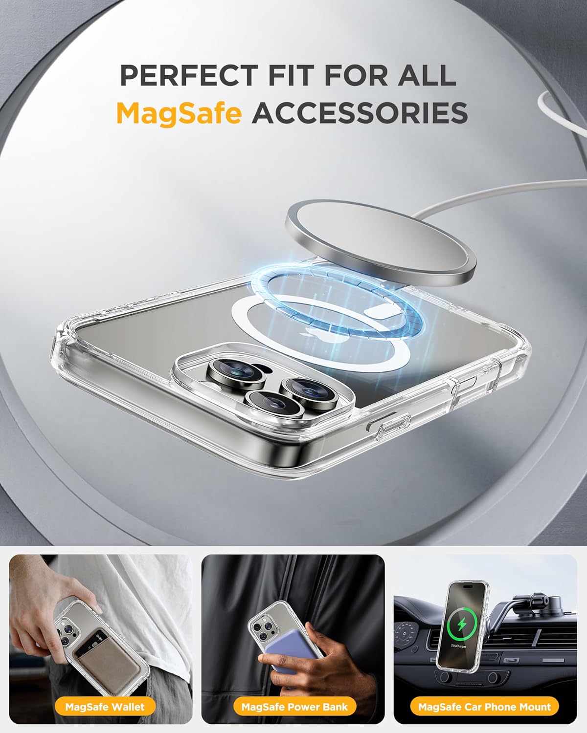 Miracase Magnetic for iPhone 16 Pro Case Full-Body Phone with Built-in Glass Screen Protector