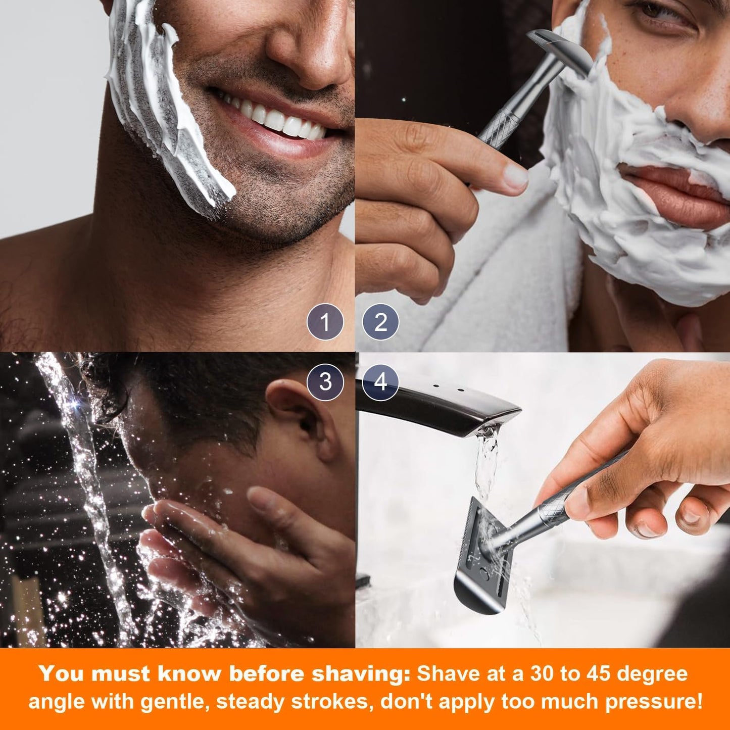 Matte Silver Safety Razor - Single Blade Razors for Men - Reusable Metal Razor, with 5 Stainless Steel Double Edge Blades, Smooth Close Shave, Sustainable, Plastic Free