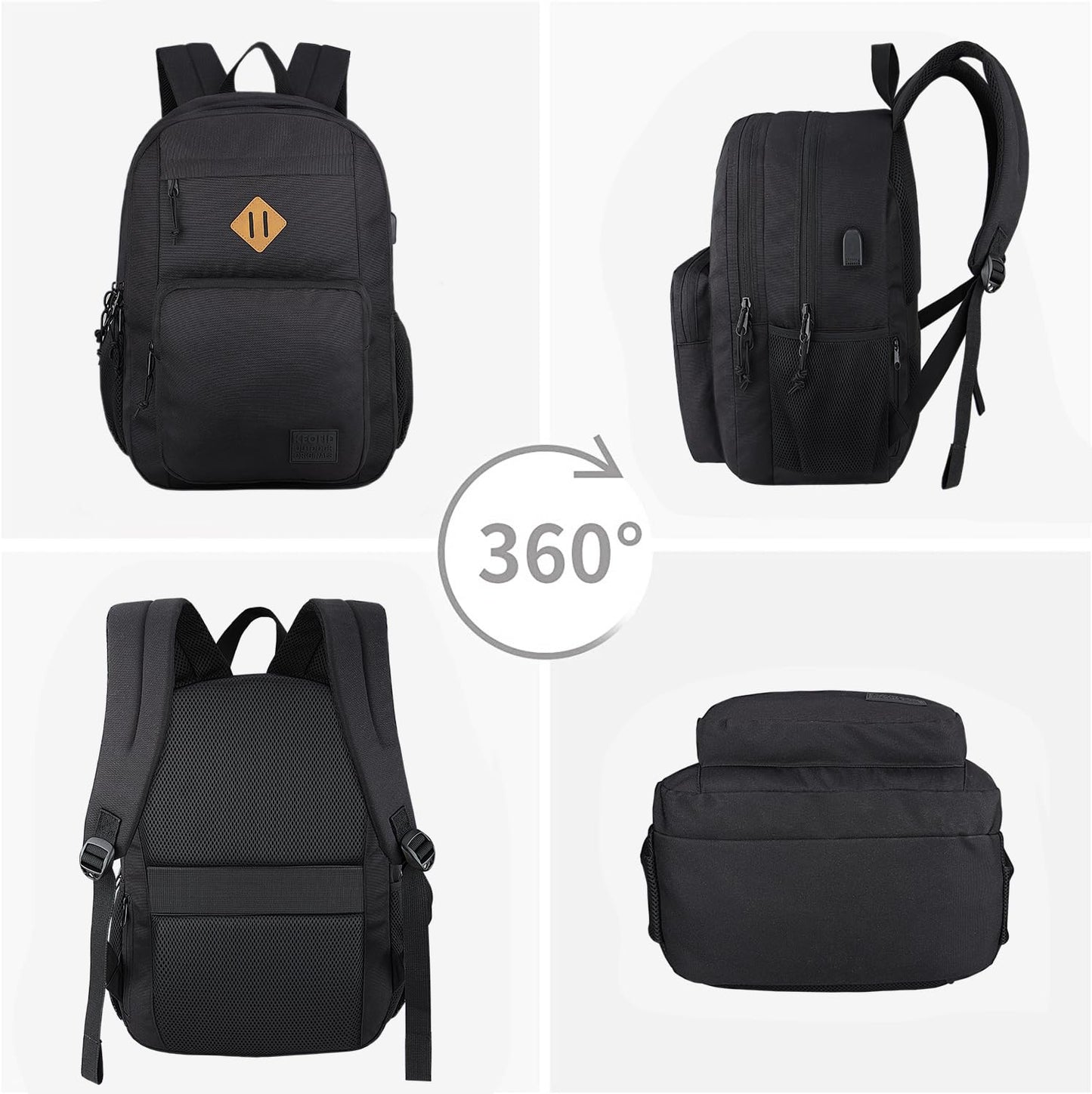 KEOFID Travel backpack for Men and Women, Anti Theft Laptop Backpack with USB Charging Port for