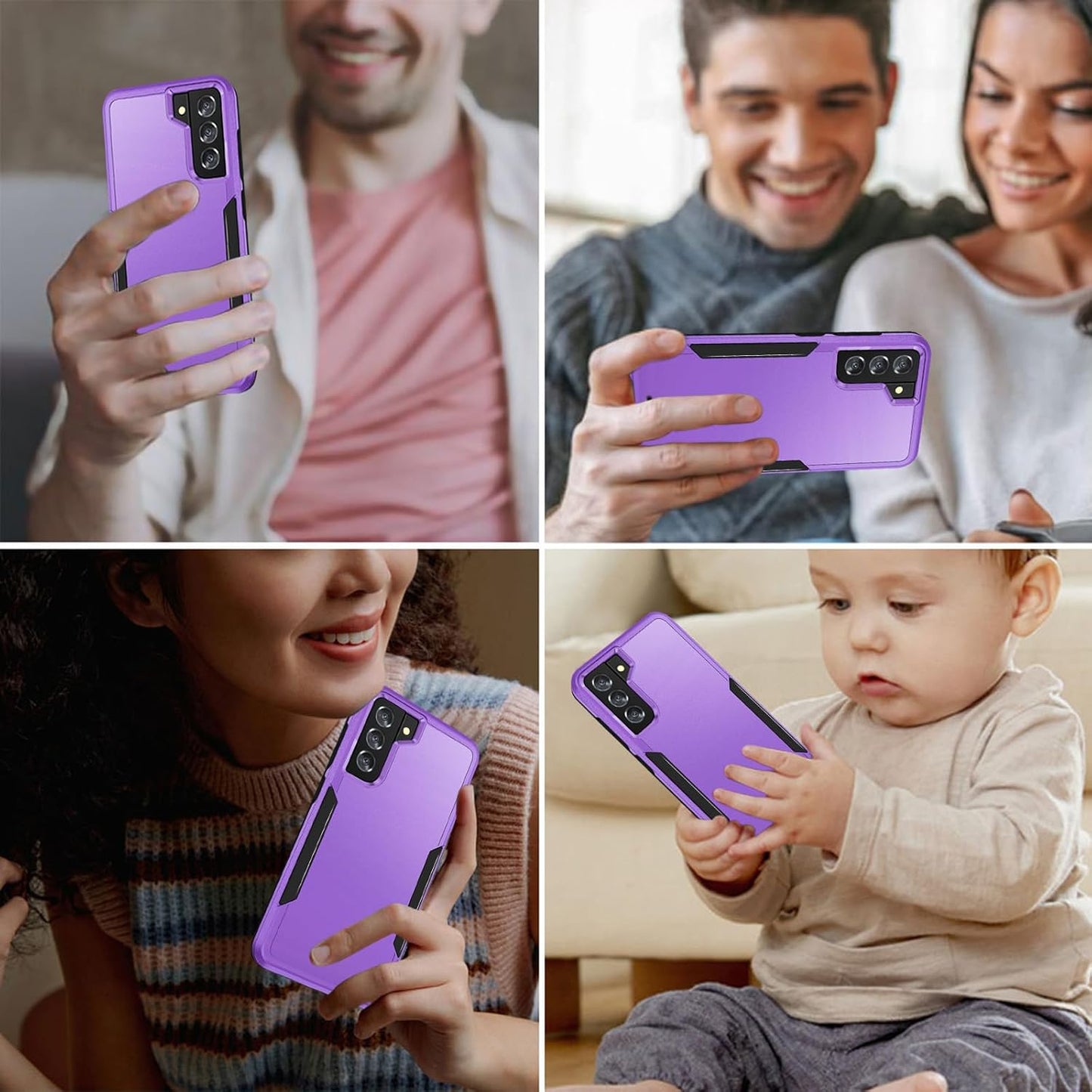 for Galaxy S21 Case with Screen Protection: Heavy Duty Protective Shockproof and Scratch Proof Cell Phone case for Samsung Galaxy S21-Purple