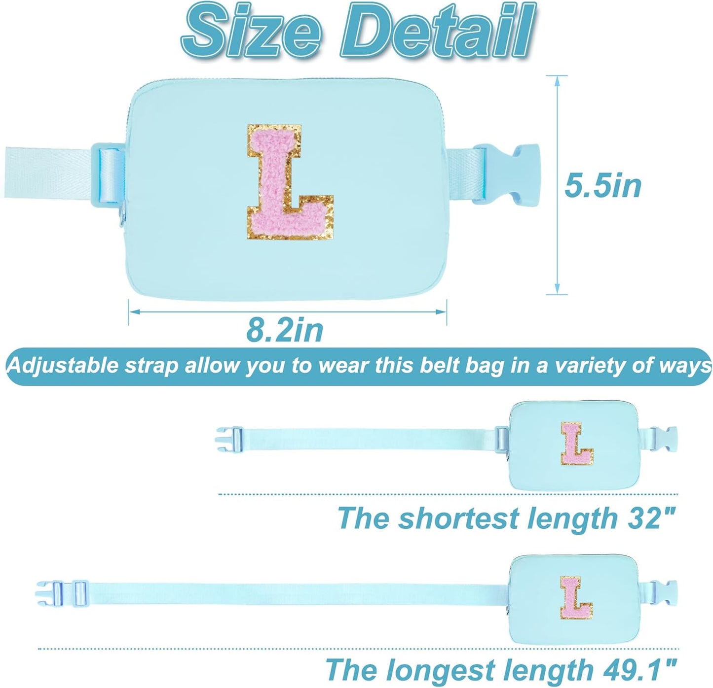 Birthday Gifts for 6 7 8 9 10 11 12 13 Year Old Girls,Belt Bag for Women Girls Fanny Pack Crossbody Bags for Kids,Fashion Waist Packs Cute Teen Trendy Stuff Travel Essentials | Blue,L