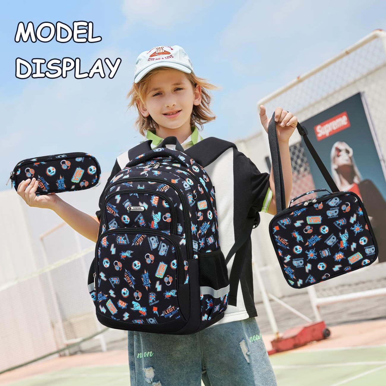 Cusangel Kids school Backpack with lunch bag for Girls,Elementary 6-10years Bookbag nylon large capacity backpack,Daypack