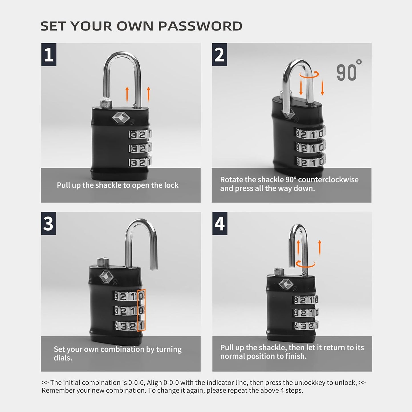 Luggage Locks TSA Approved, Combination Lock for Locker, Travel Essentials Small Padlock Combination, Padlock with Code for Gym Locker, Suitcase, Cabinet, Gun Case, Backpack, Bag, Zipper