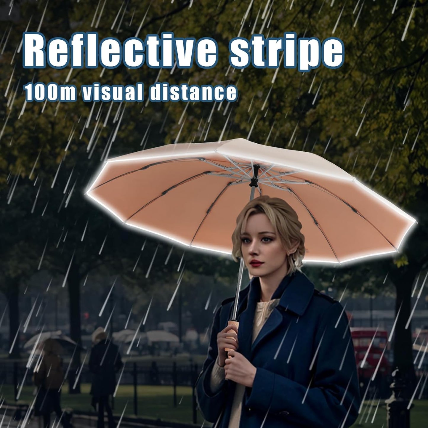 Large Windproof Travel Umbrella, Portable Reverse Folding Car Umbrella, Compact Inverted Design