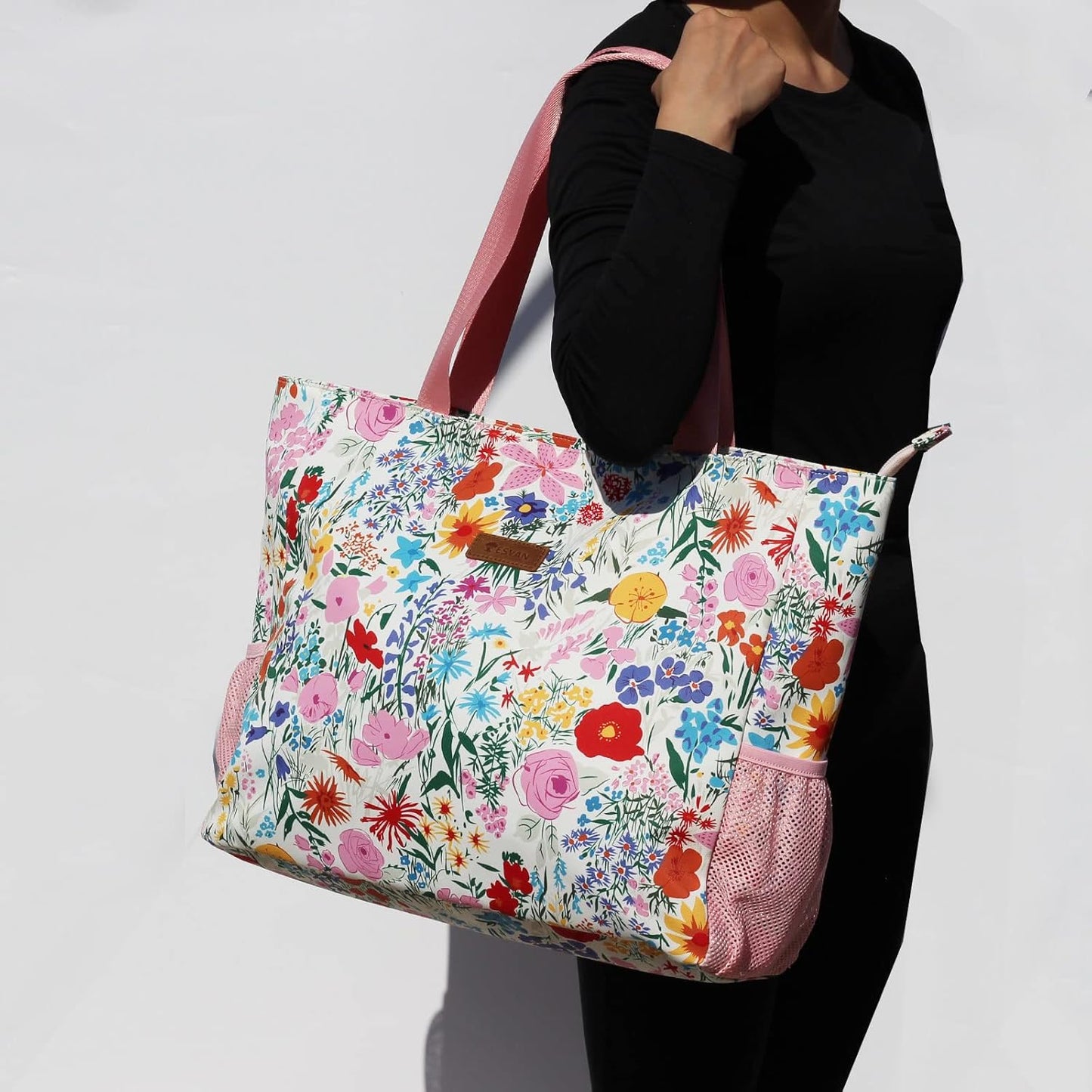 LARGE BEACH BAG Water Resistant Lightweight 20 inch Women Oversize Tote Bag for Gym Beach Travel Pool Yoga Nurse