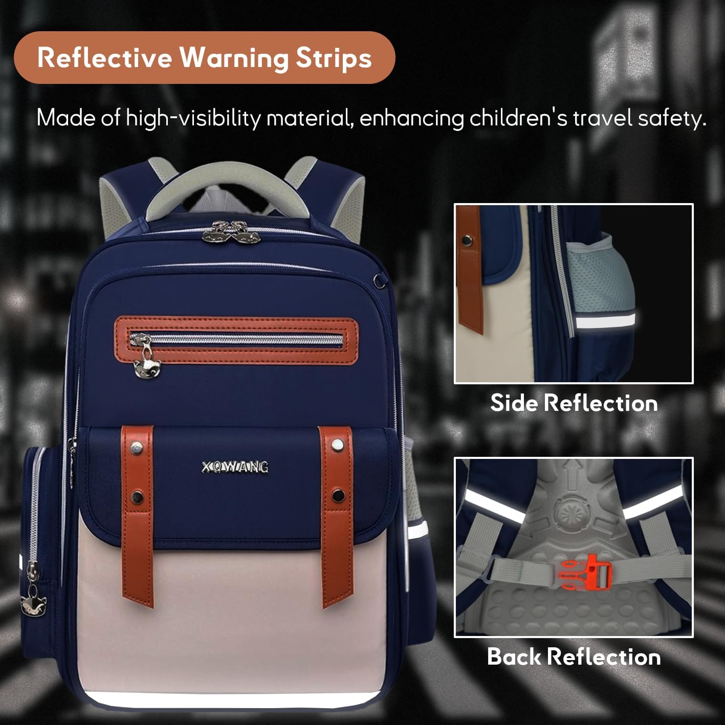 Kids Backpack for Kids, Lightweight Waterproof Blue White Backpack for School, Kindergarten Elementary School Students Boys & Girls Backpack with Safety Whistle and Includes a Detachable Waist Belt