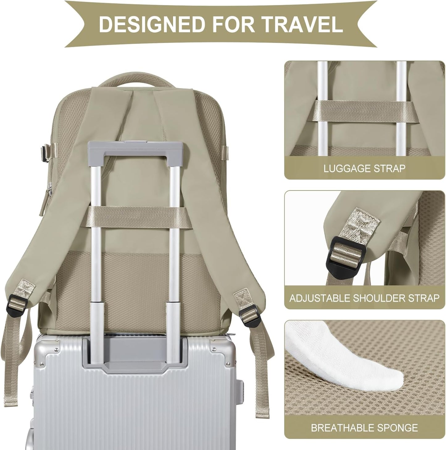 coowoz Travel Backpack For Women Men,Carry On Backpack,Hiking Backpack Waterproof Outdoor Sports