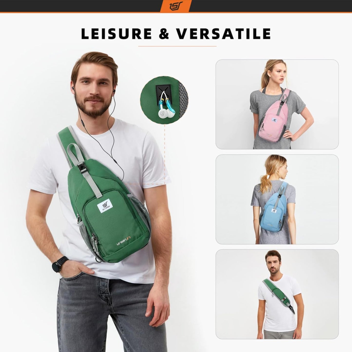 SKYSPER Sling Bag RFID Crossbody Sling Backpack Cross Body Shoulder Bag Travel Hiking Daypack for