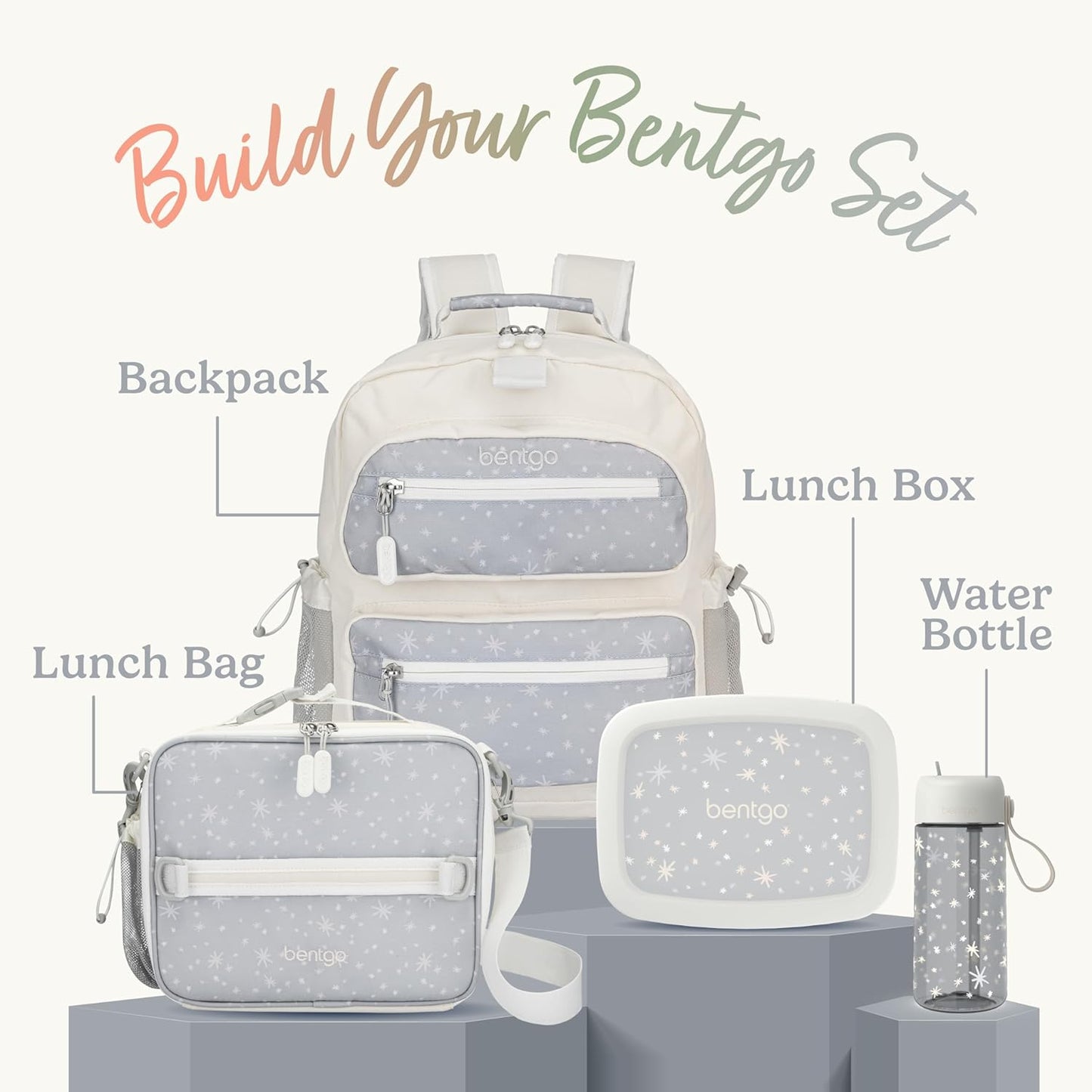 Bentgo Kids Backpack (Whimsy & Wonder Collection) - Lightweight 14’’ for School, Travel & Daycare - Ideal for Kids 4+, Durable & Water-Resistant, Roomy Interior, Loop for Lunch Bag (Starry Sprinkle)
